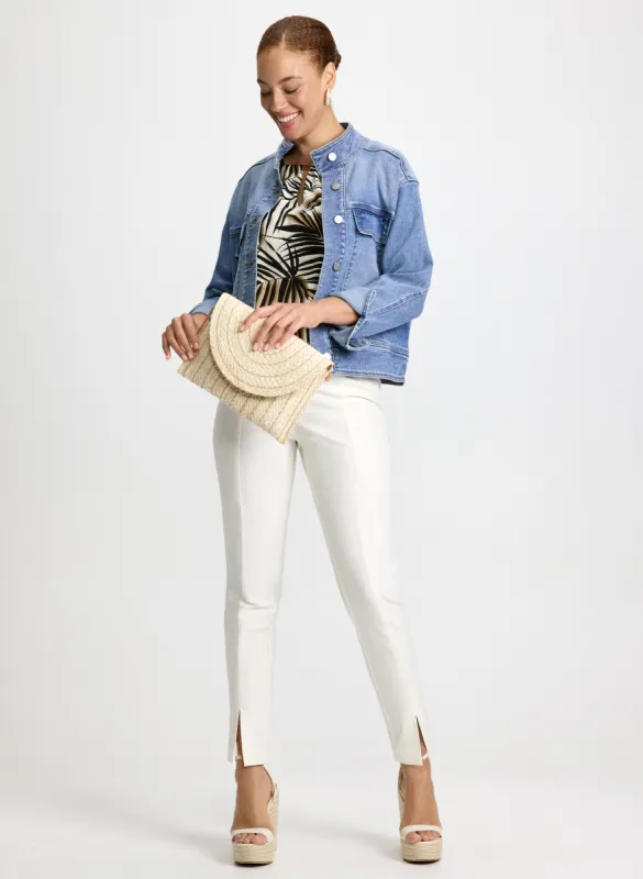 Leaf-Print Keyhole Top & City Fit Front Slit Pants sold by Laura