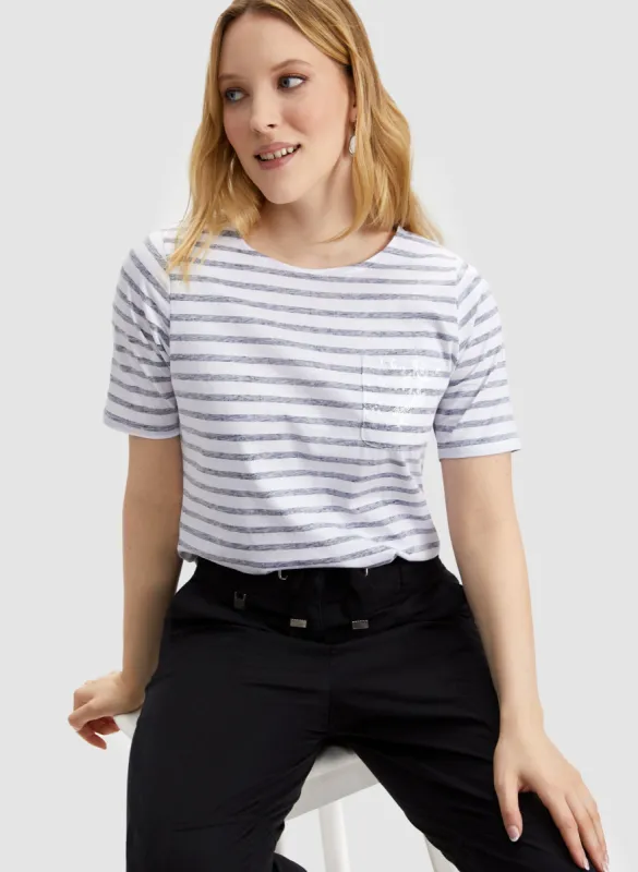 Striped Sequin Detail T-Shirt sold by Laura