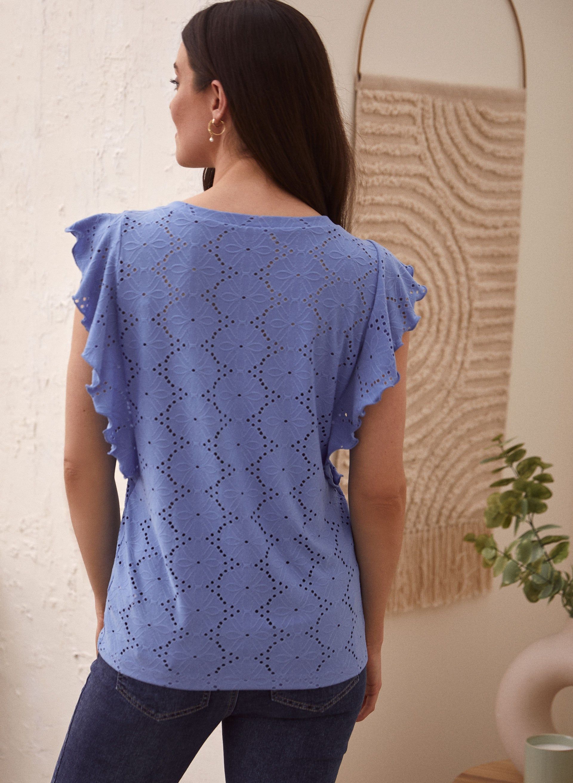 Floral Eyelet Flutter Sleeve Top sold by Laura product image thumbnail 4