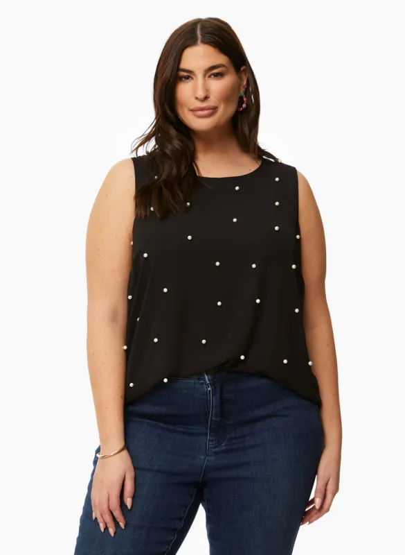 Pearl Detail Sleeveless Top sold by Laura