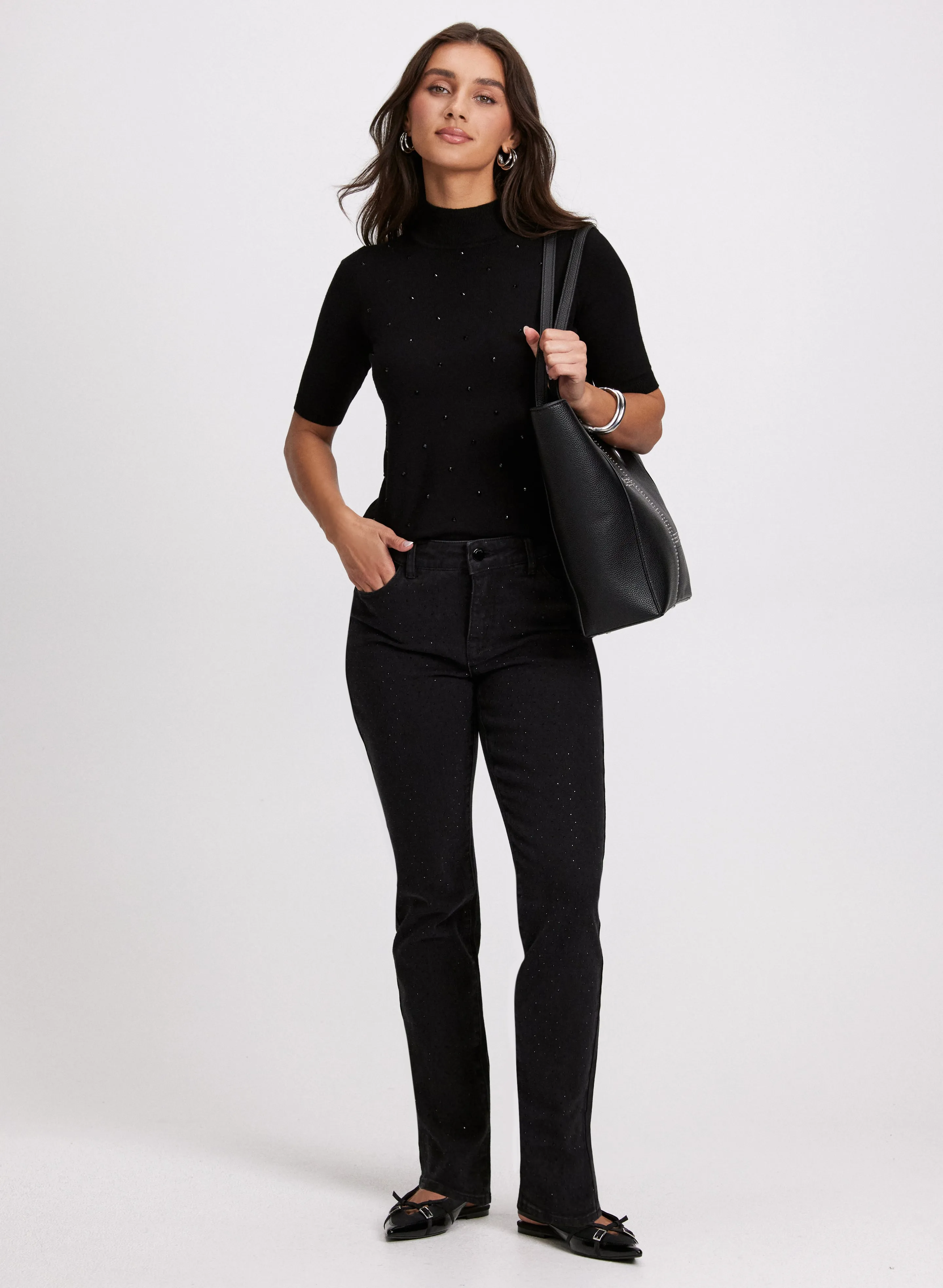 Mock Neck Sweater & Straight Leg Jeans sold by Laura