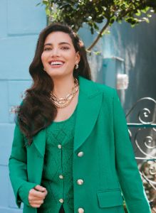Diamond Motif Pointelle Knit Cardigan sold by Laura