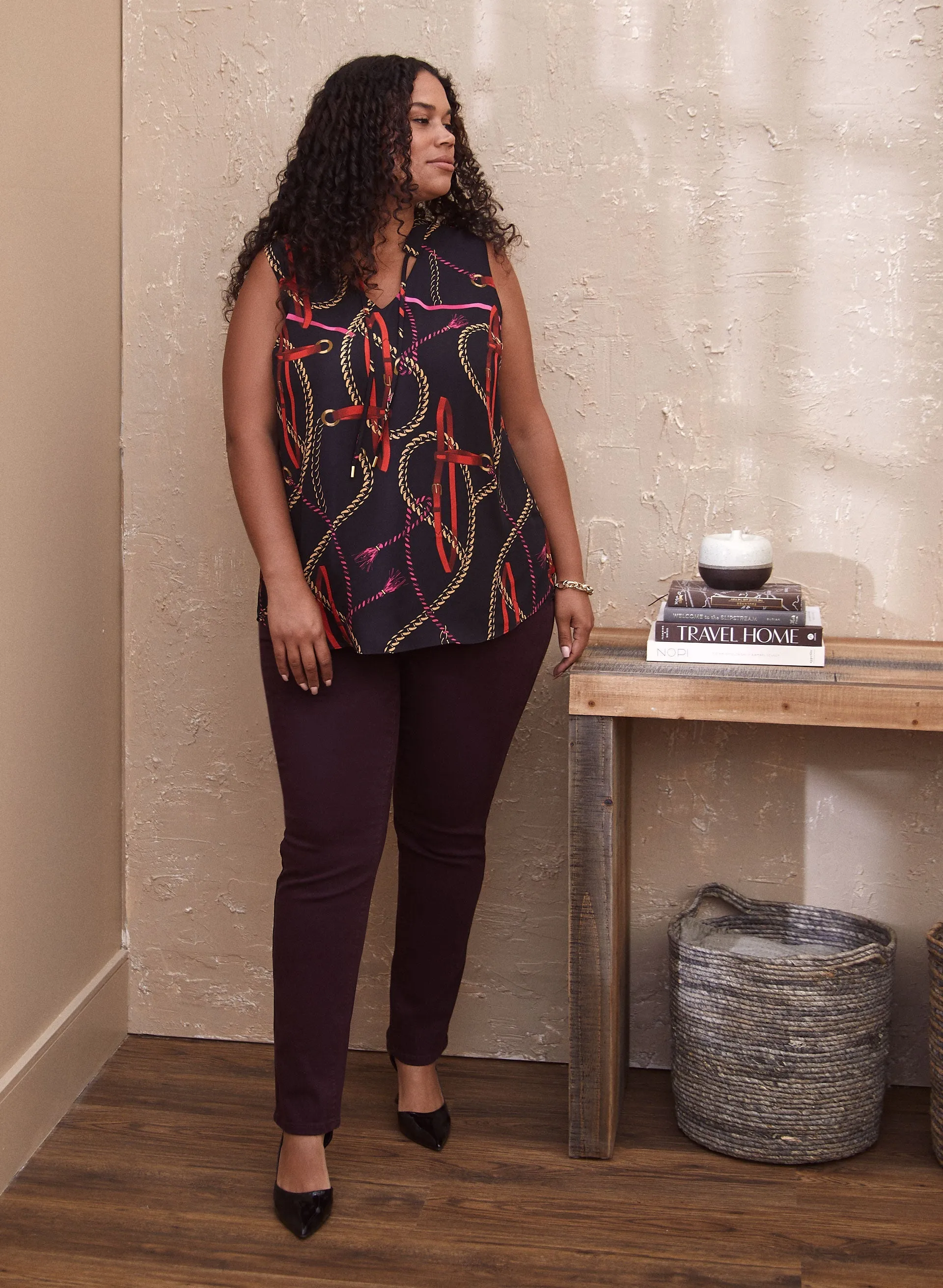 Chain Print Tie Detail Blouse sold by Laura product image thumbnail 4