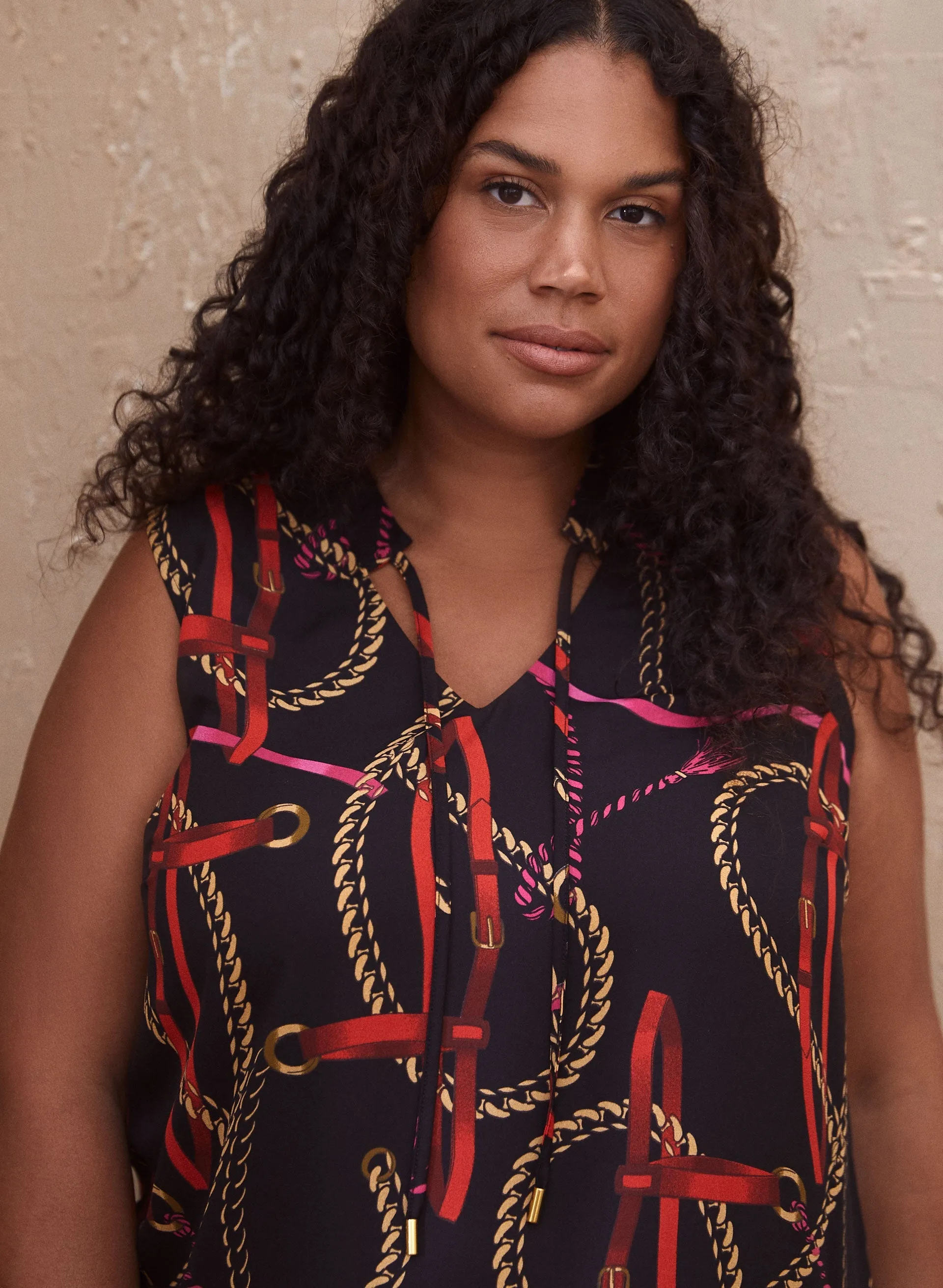 Chain Print Tie Detail Blouse sold by Laura product image thumbnail 2