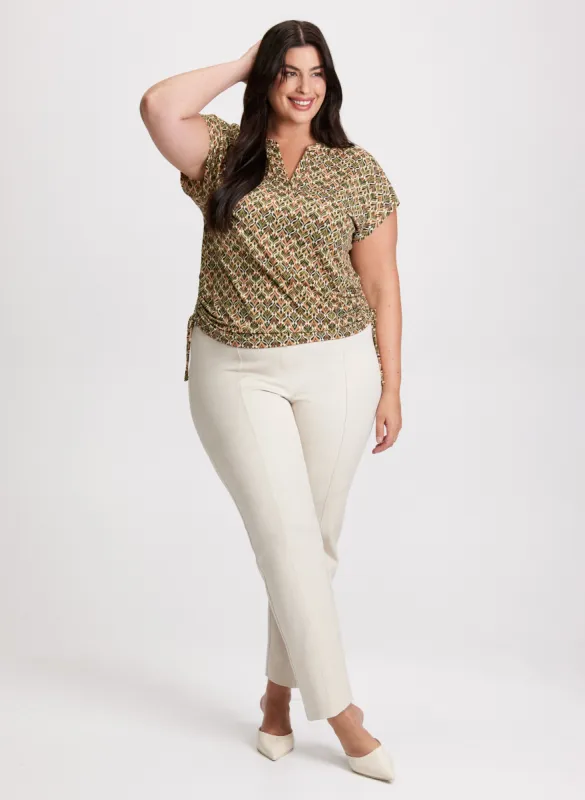 Abstract Print Top & City Fit Slim Leg Pants sold by Laura