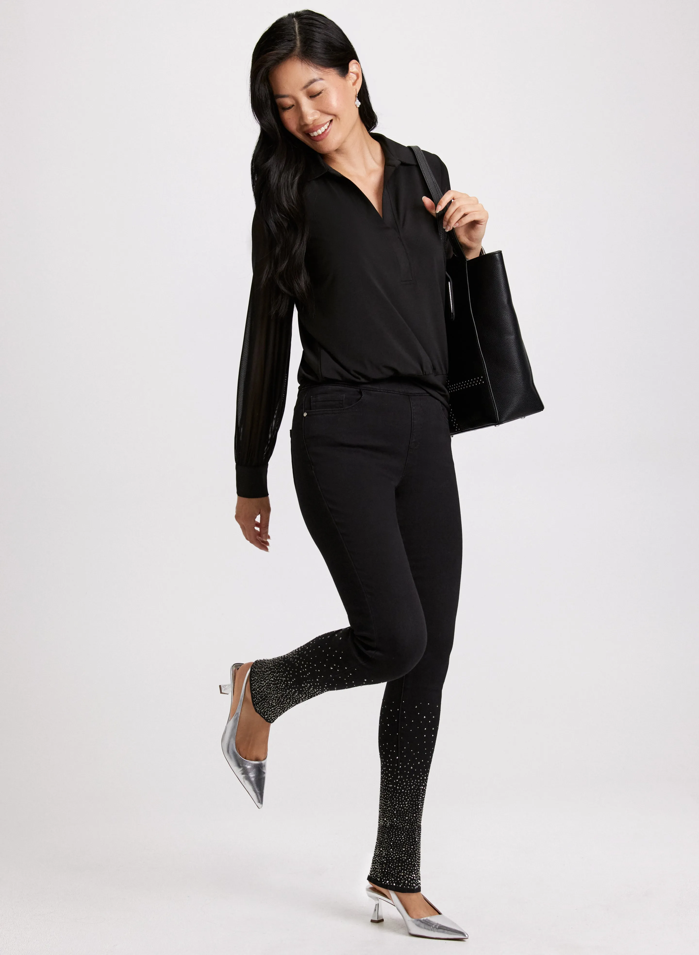 Mesh Long Sleeve Top & Slim Leg Jeans sold by Laura