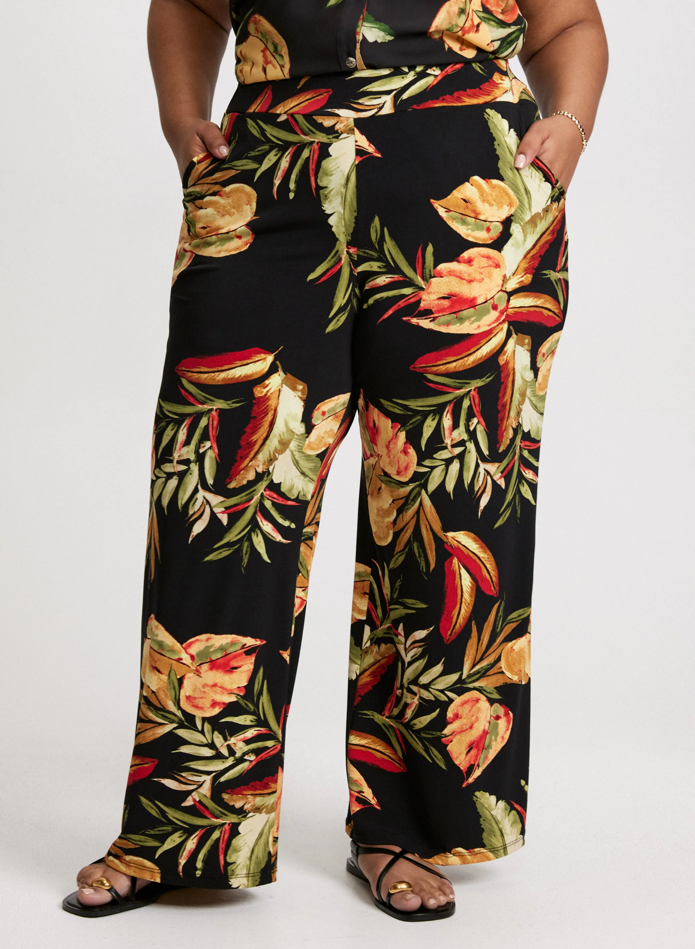 Tropical Pull-On Wide Leg Pants sold by Laura
