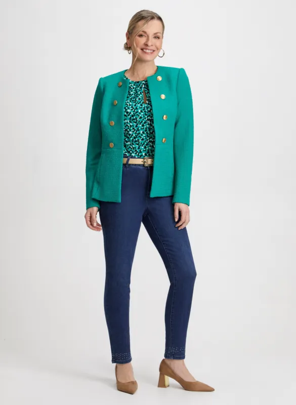 Bouclé Jacket & Bow Detail Jeans sold by Laura