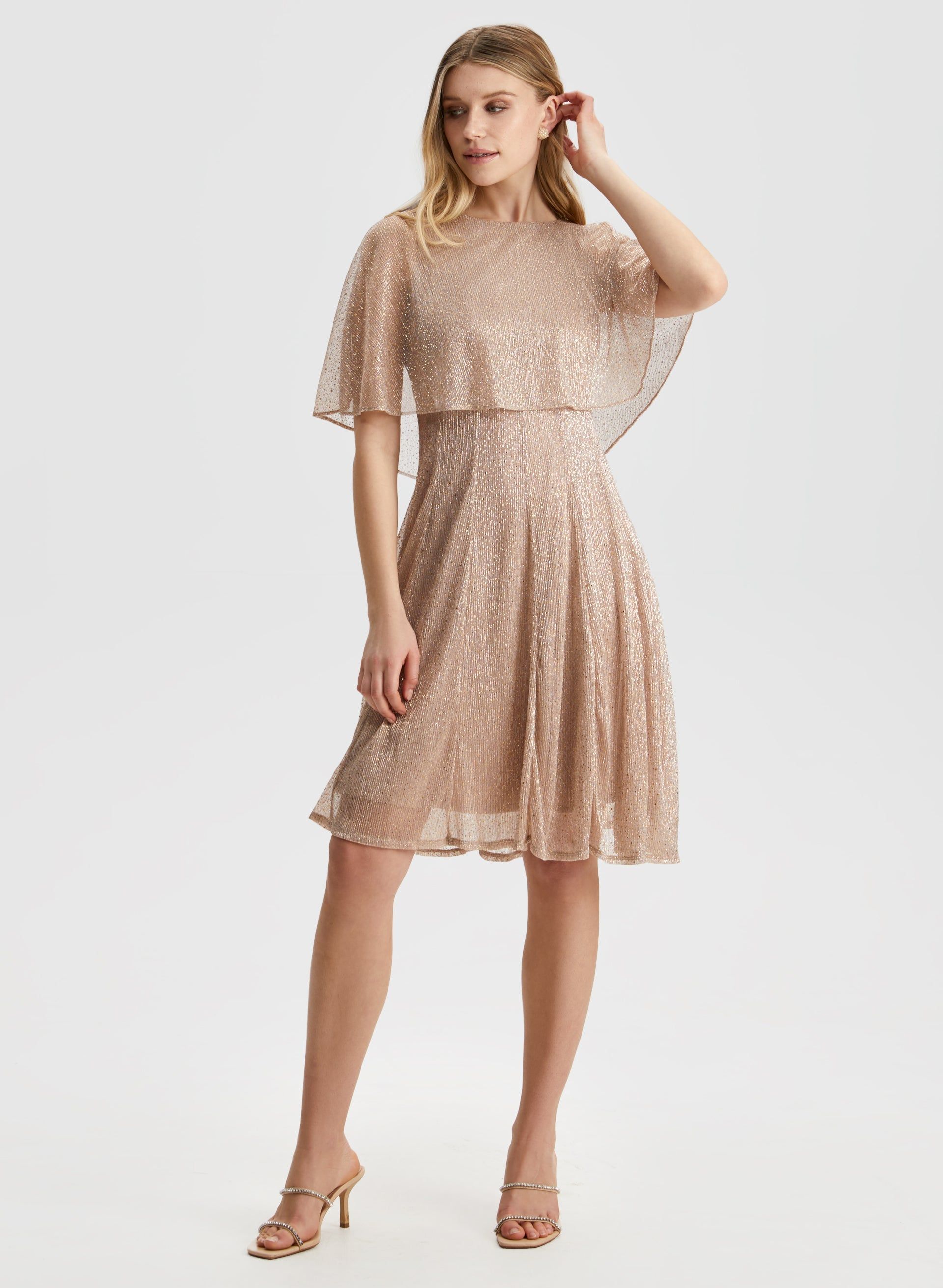 Mesh Detail Capelet Dress sold by Laura