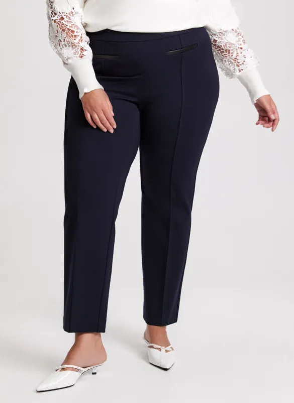 Sofia Pull-On Straight-Leg Pants sold by Laura