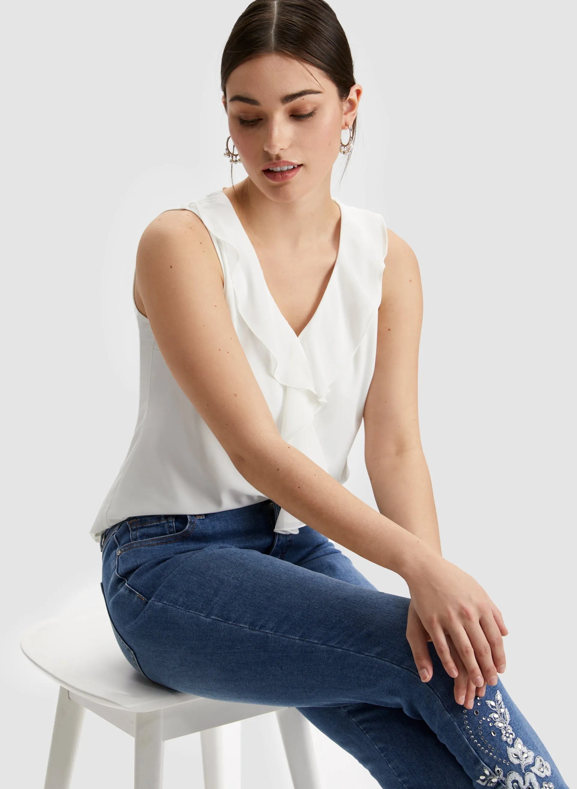Ruffle Trim Sleeveless Top sold by Laura product image thumbnail 5