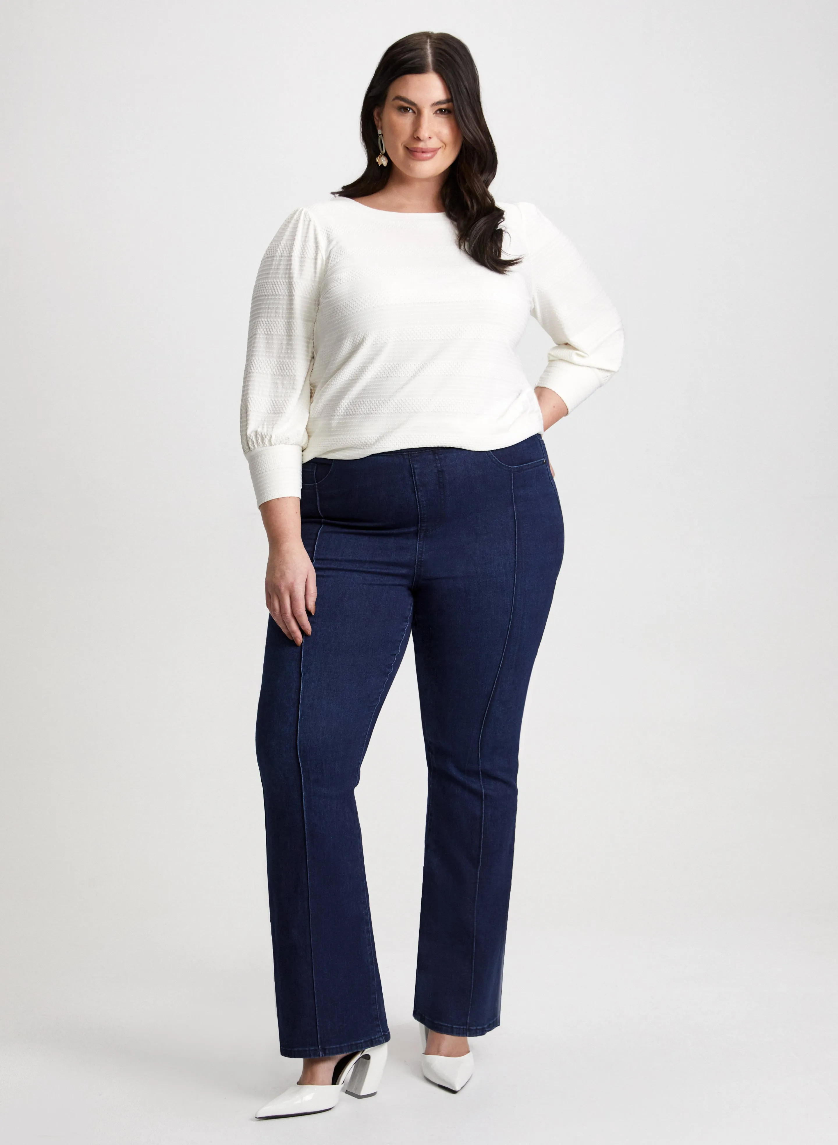 Striped Jacquard Top & Bootcut Jeans sold by Laura