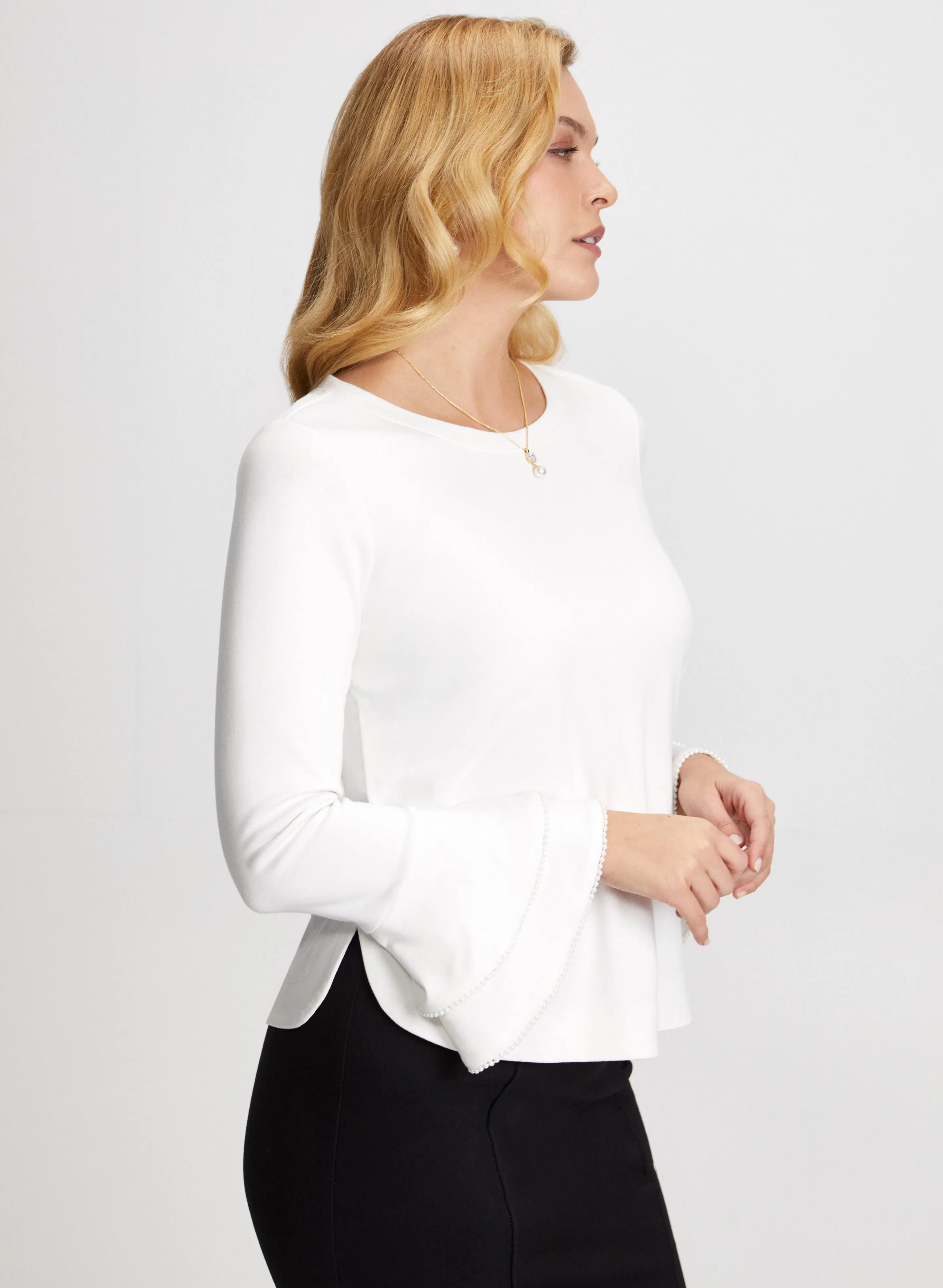 Pearl Embellished Tiered Sleeve Top sold by Laura product image thumbnail 5