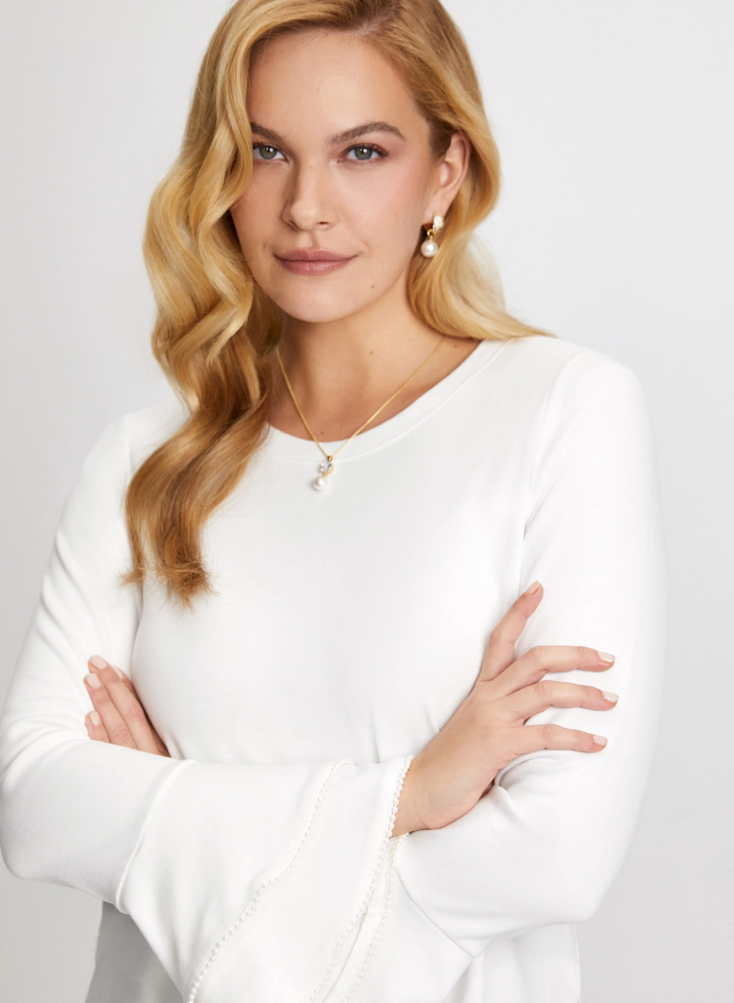 Pearl Embellished Tiered Sleeve Top sold by Laura product image thumbnail 2