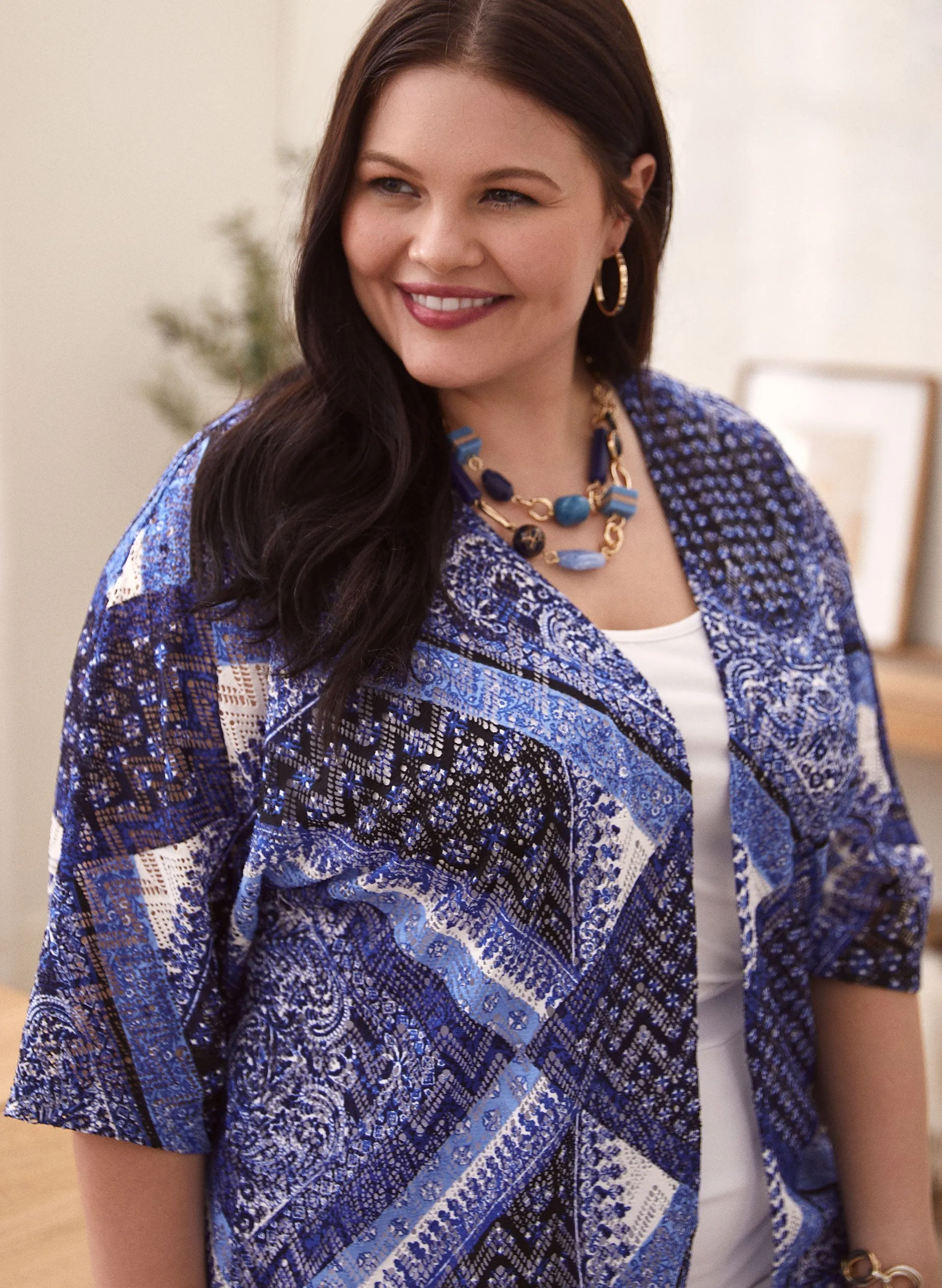 Patchwork Print Open Front Top sold by Laura product image thumbnail 2