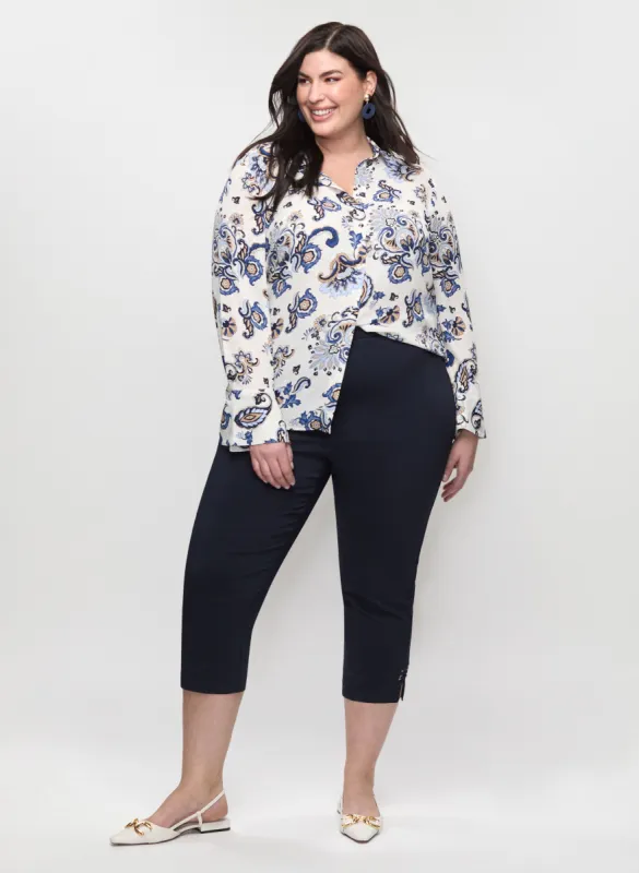 Paisley Button Front Blouse & Bengaline Capris sold by Laura