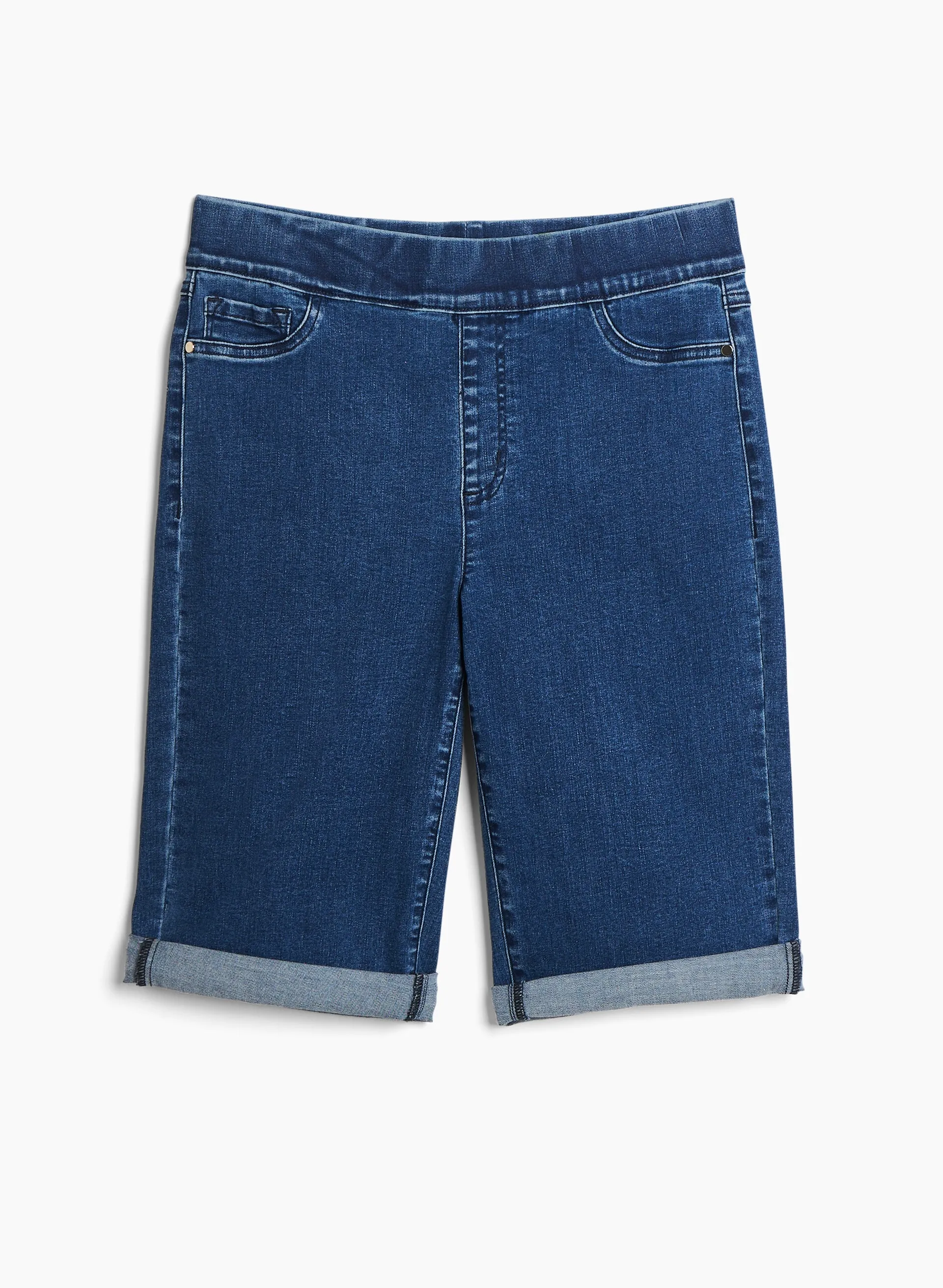 Embroidered Pocket Pull-On Denim Shorts sold by Laura product image thumbnail 5