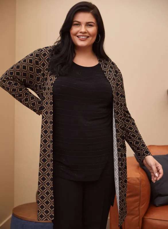 Long Geometric Print Cardigan sold by Laura