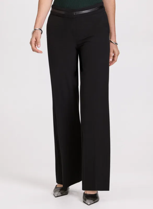 Olivia Vegan Leather Trim Wide-Leg Pants – Short sold by Laura