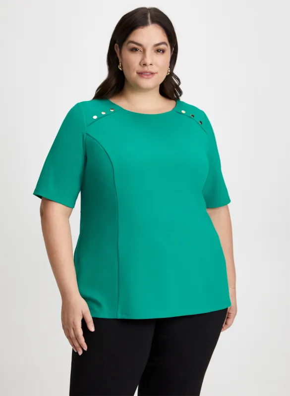 Button Detail Scuba Top sold by Laura