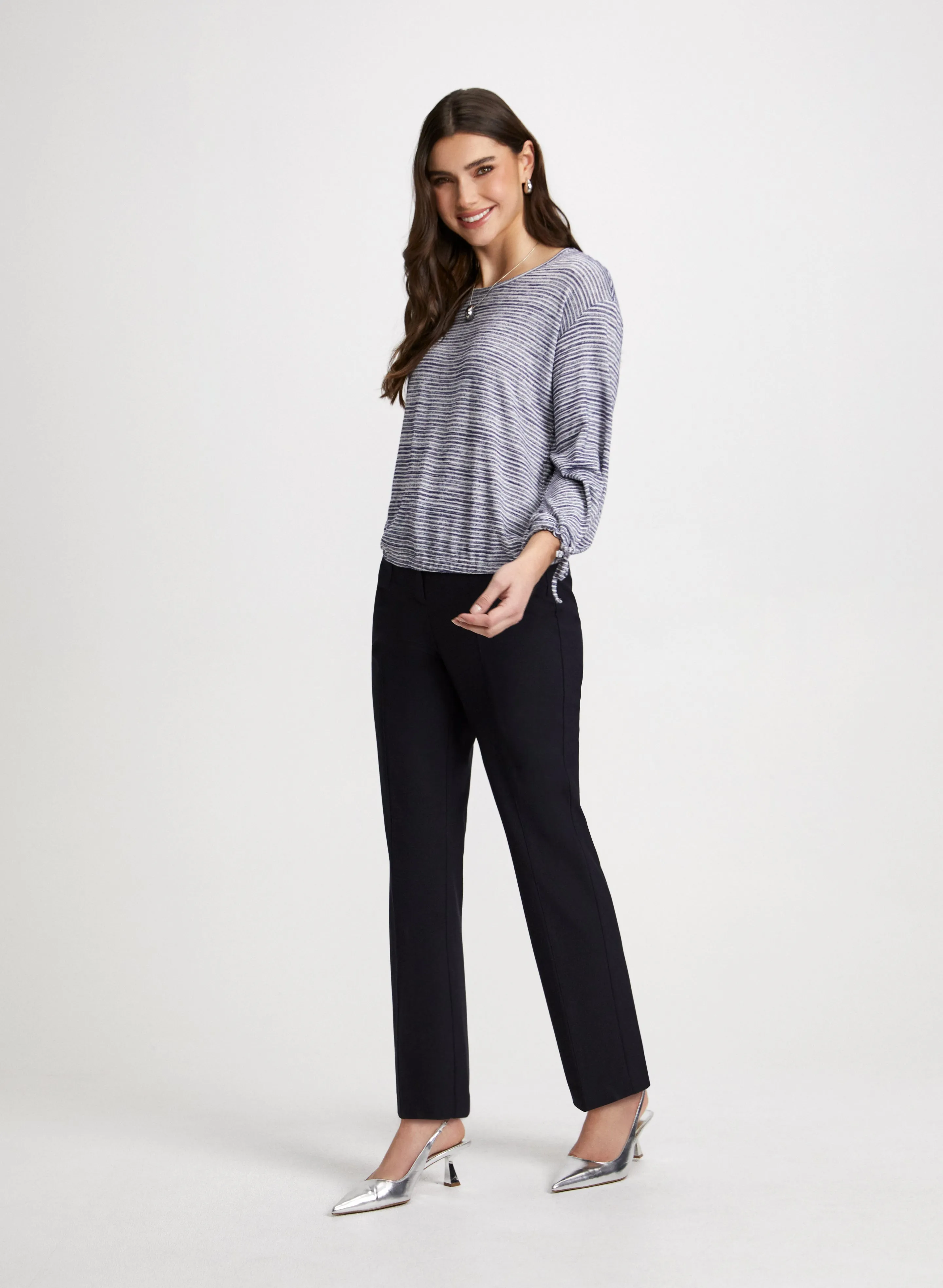 Stripe Motif Tie Detail Top & Straight Leg Pants sold by Laura