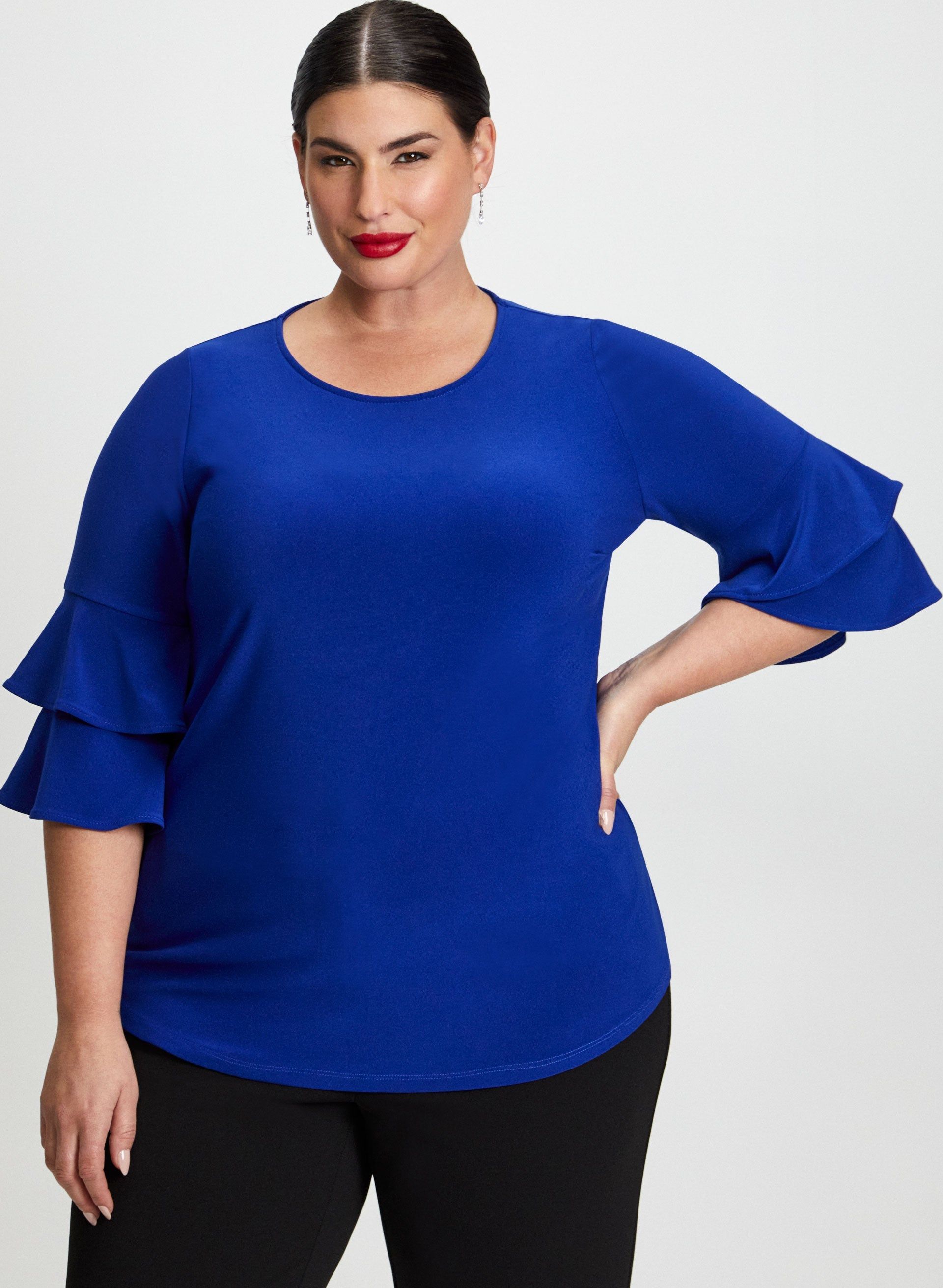 Double Ruffle 3/4 Sleeve Top sold by Laura product image thumbnail 5