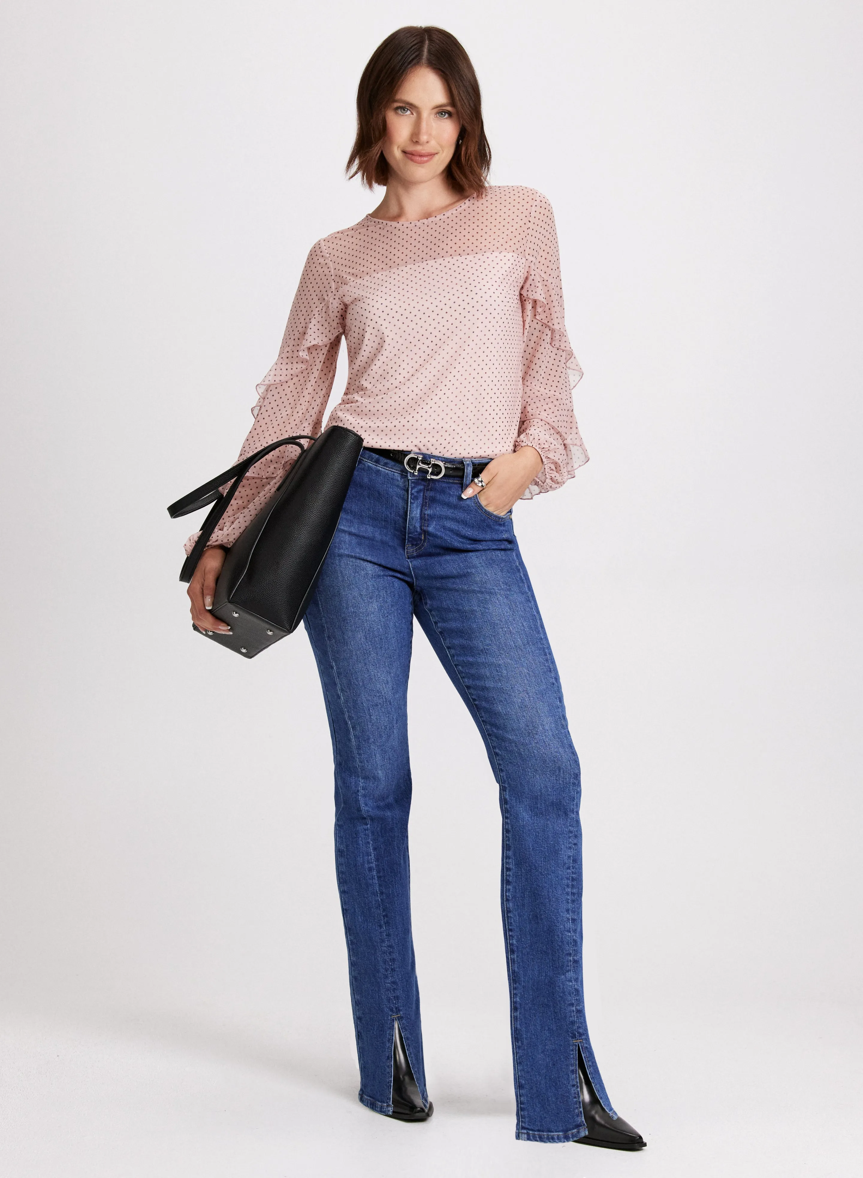 Polka Dot Ruffled Mesh Sleeves Top sold by Laura product image thumbnail 3