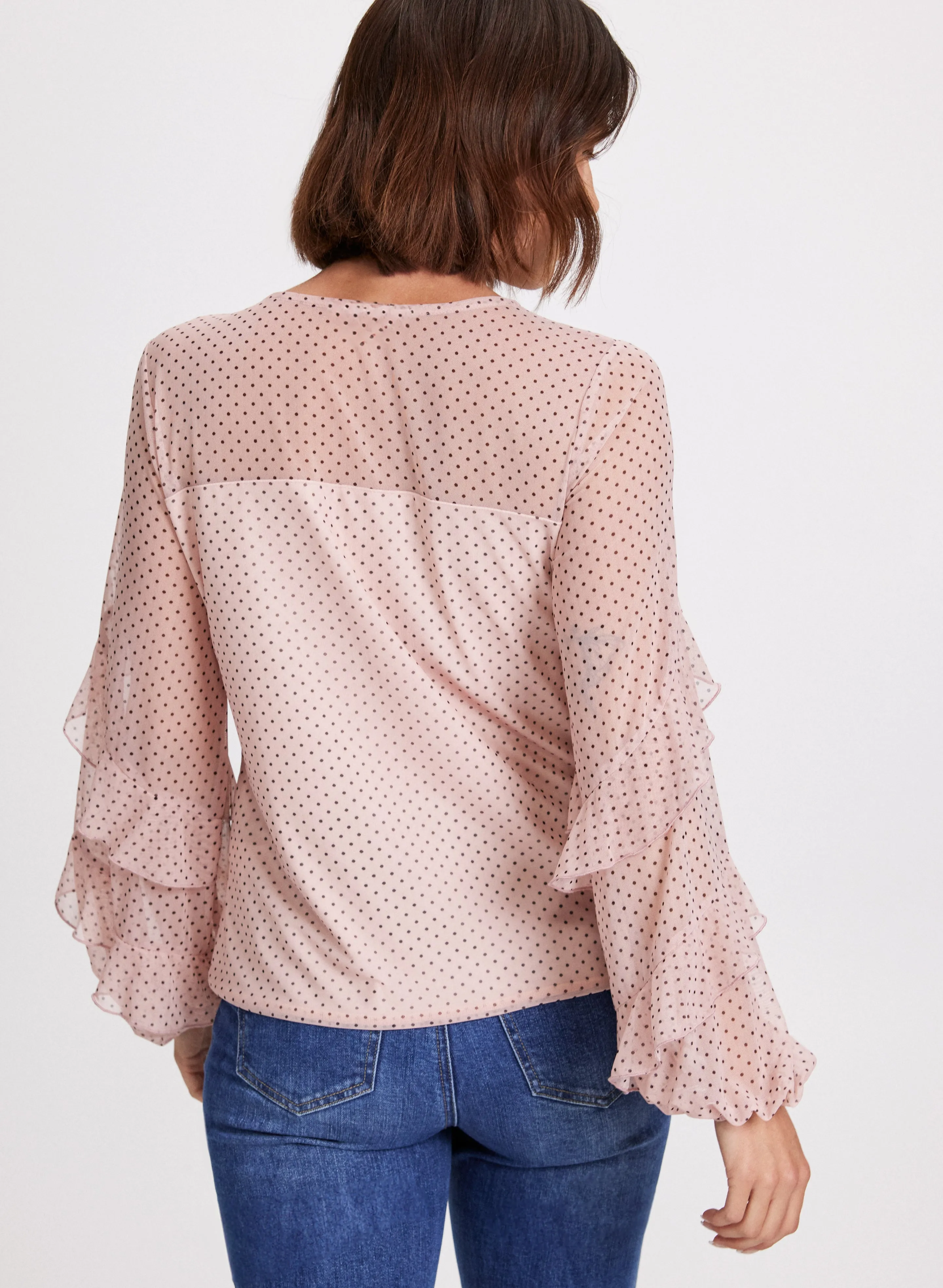 Polka Dot Ruffled Mesh Sleeves Top sold by Laura product image thumbnail 4