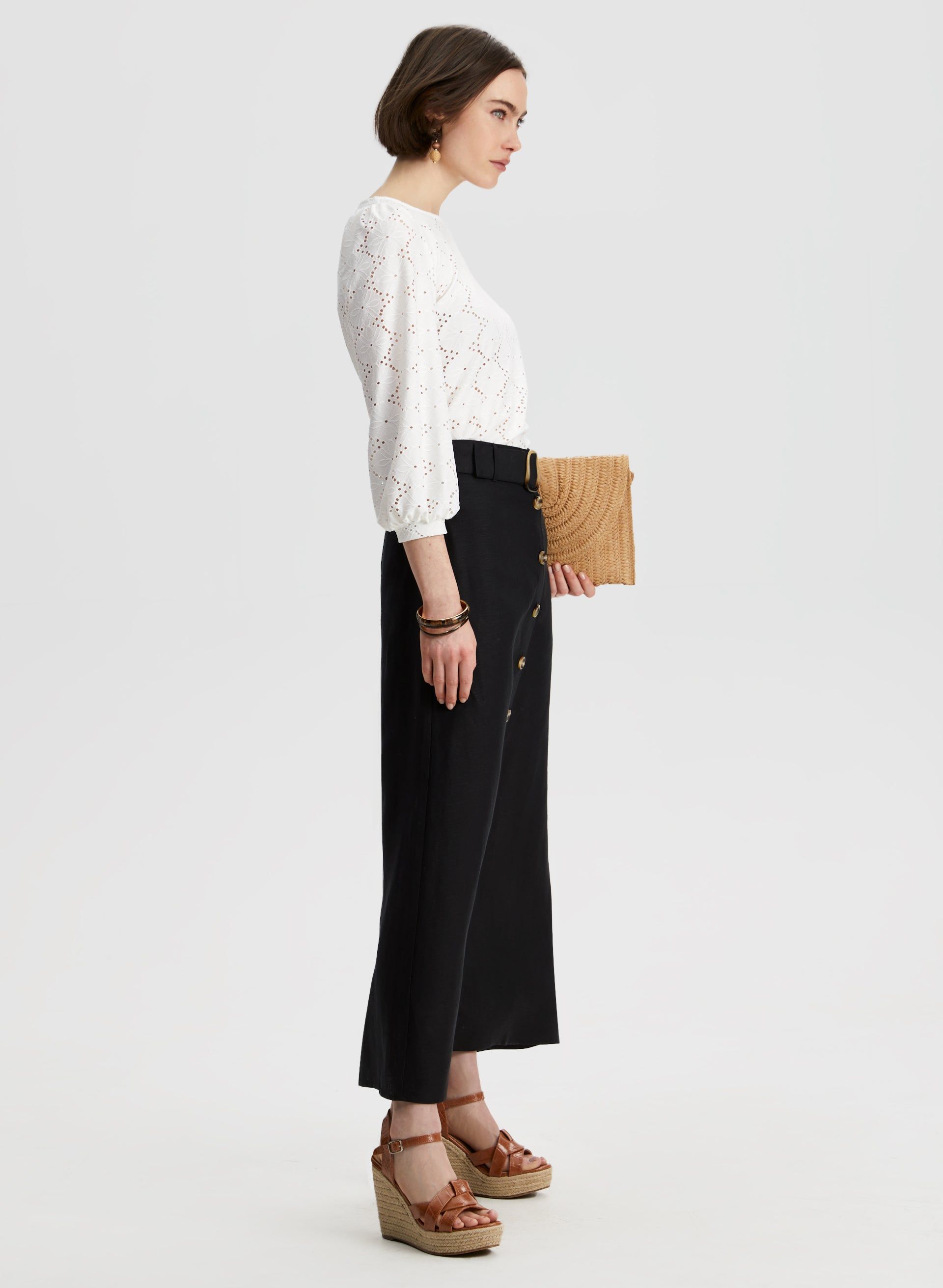 Button Front Linen-Blend Skirt sold by Laura product image thumbnail 5