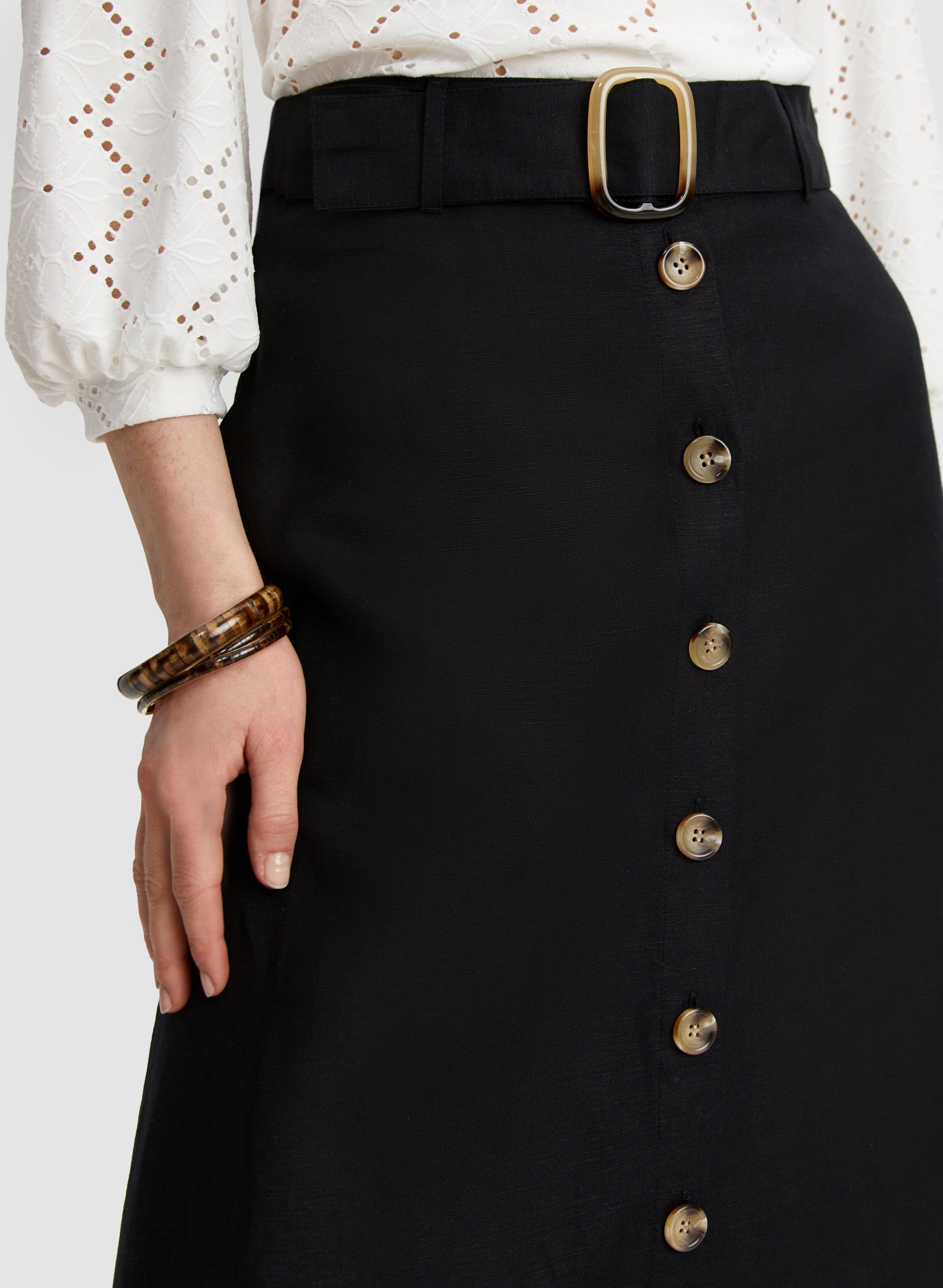 Button Front Linen-Blend Skirt sold by Laura product image thumbnail 4