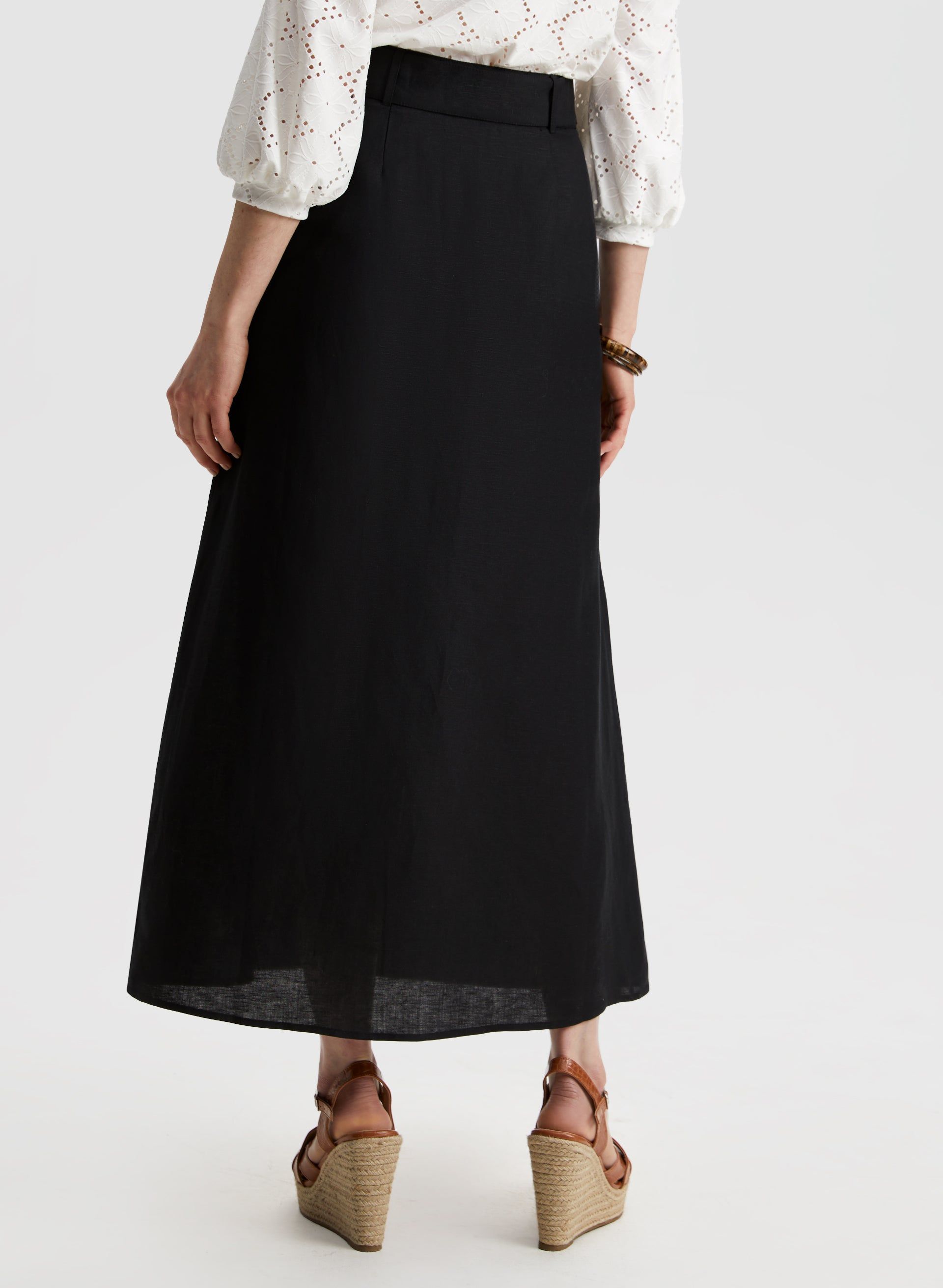 Button Front Linen-Blend Skirt sold by Laura product image thumbnail 2