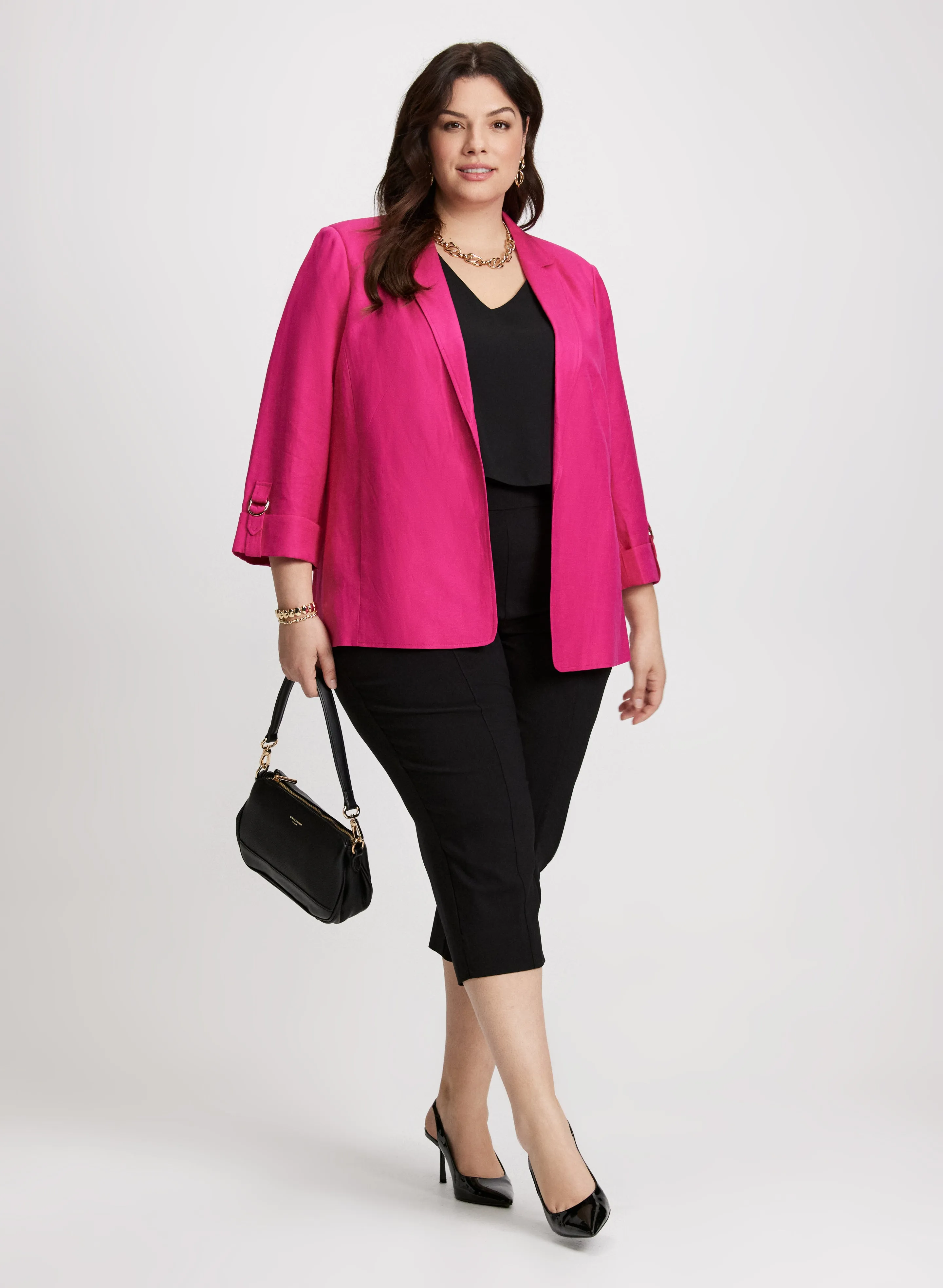 Linen-Blend Open Front Jacket sold by Laura product image thumbnail 3