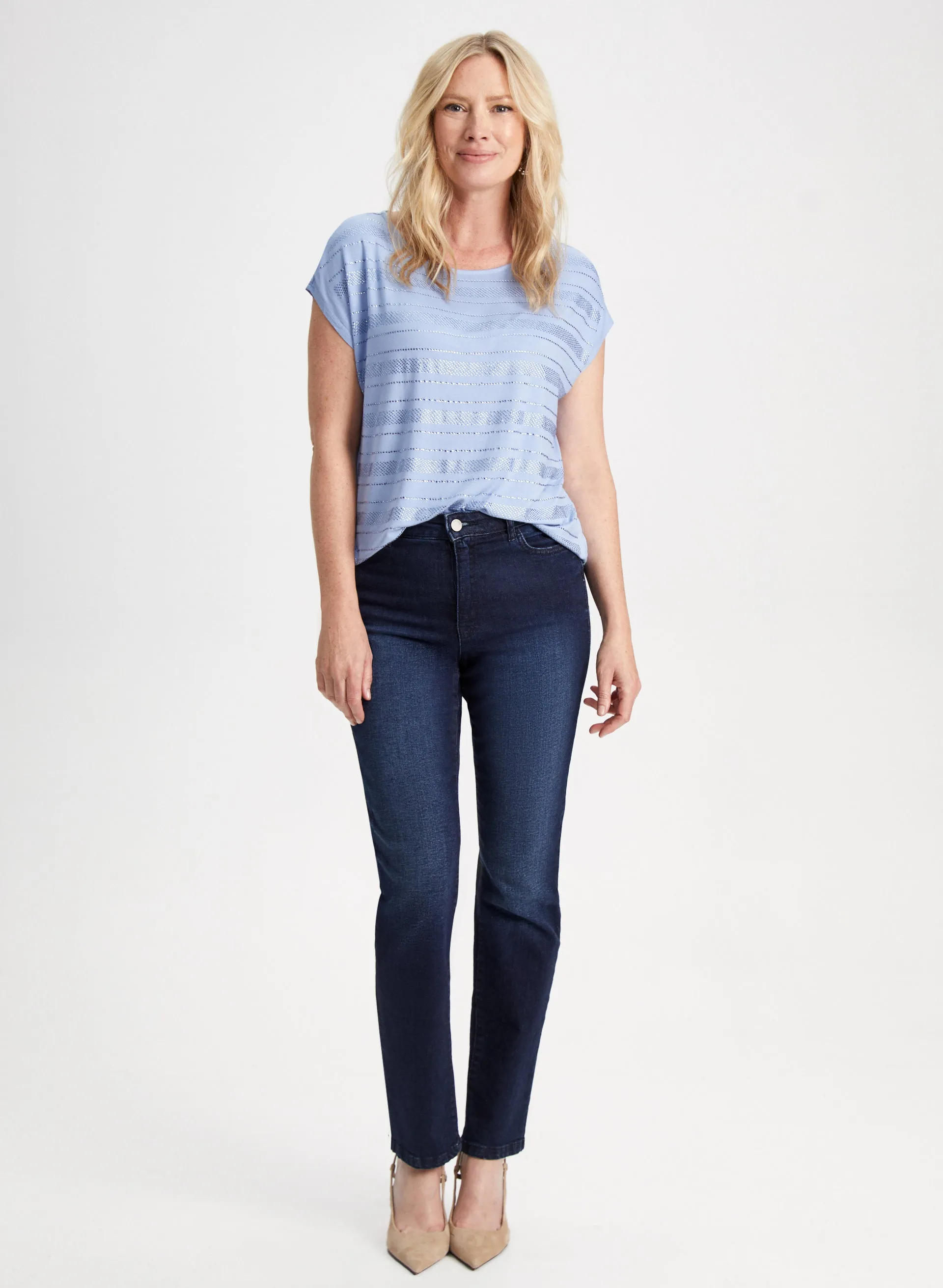 Cap Sleeve Stripe Detail Tee sold by Laura product image thumbnail 3