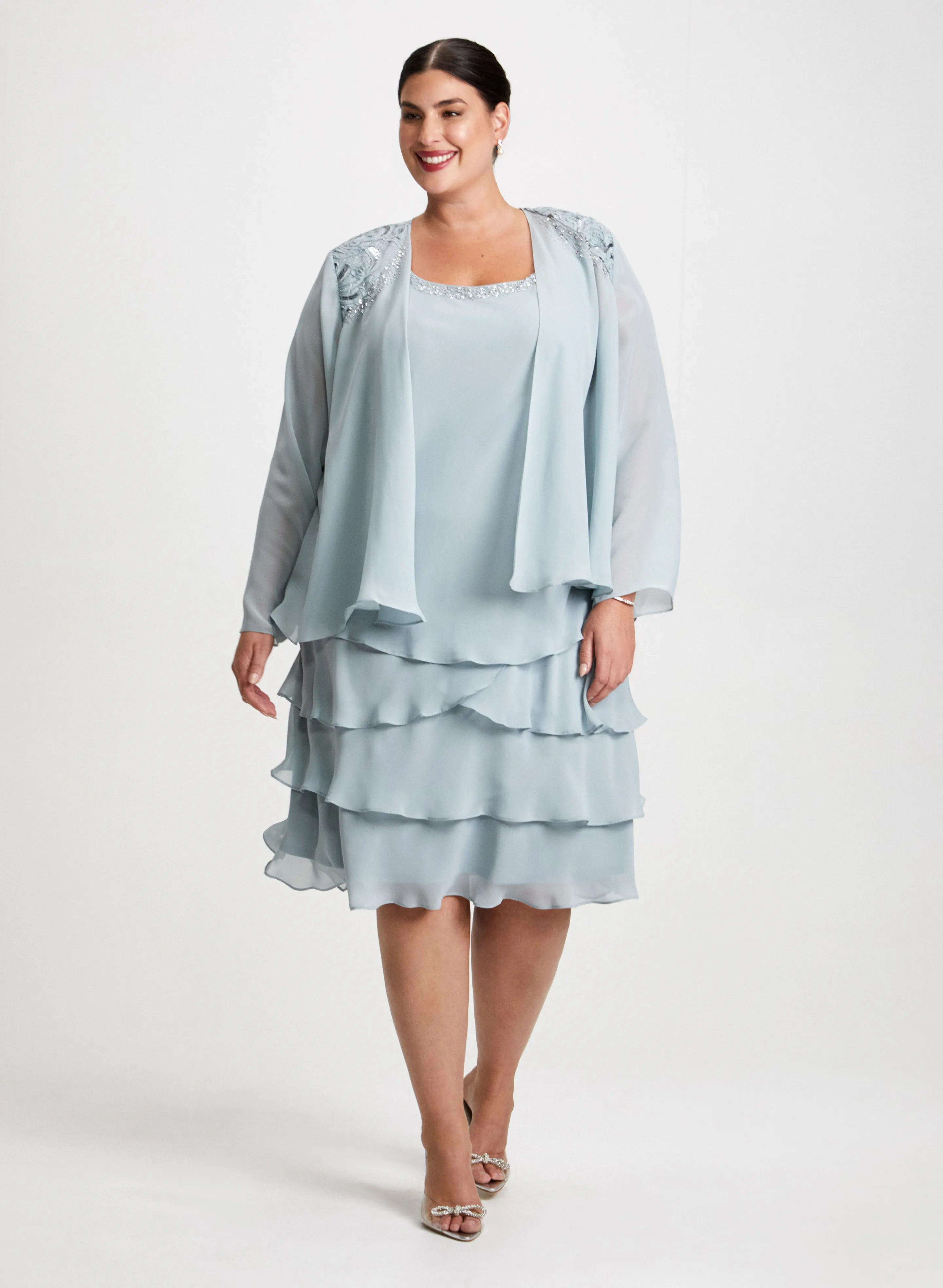 Tiered Dress & Jacket Set sold by Laura