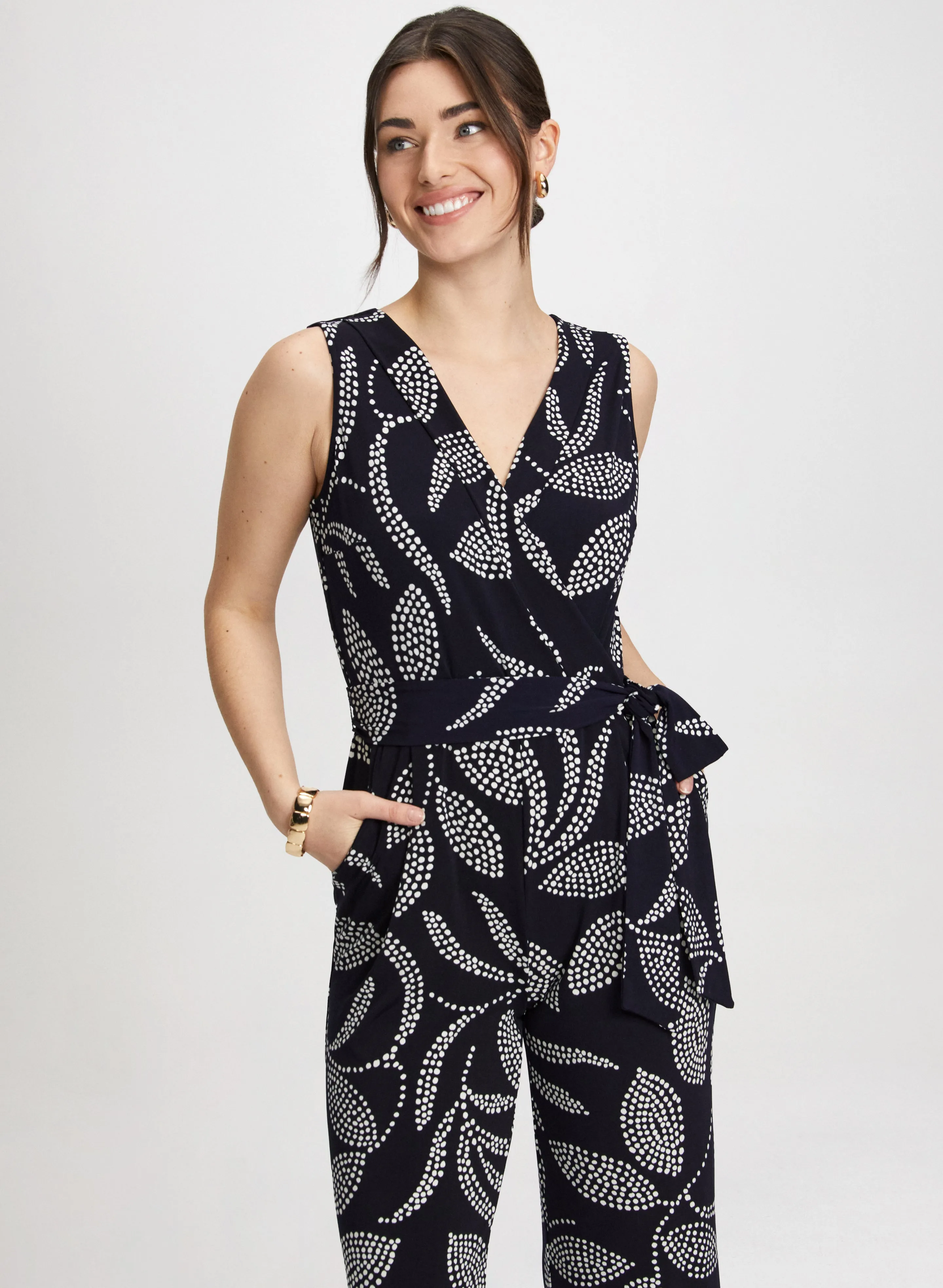 Leaf Print Wide Leg Jumpsuit sold by Laura product image thumbnail 4