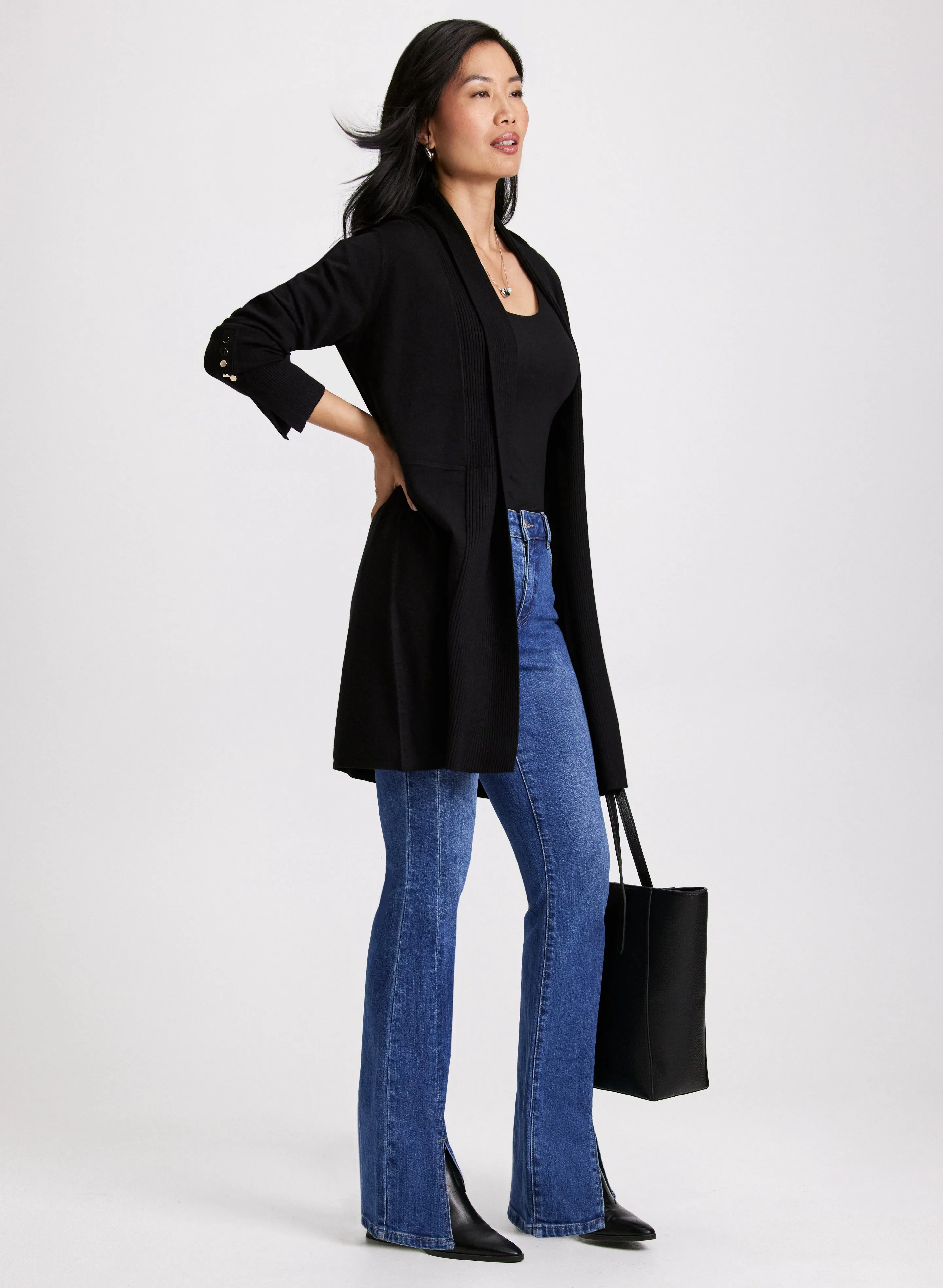 Button Detail Cardigan & Flared Jeans sold by Laura