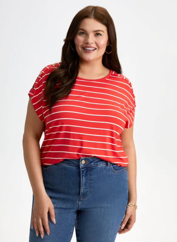 Stripe Print Two-Tone Top sold by Laura