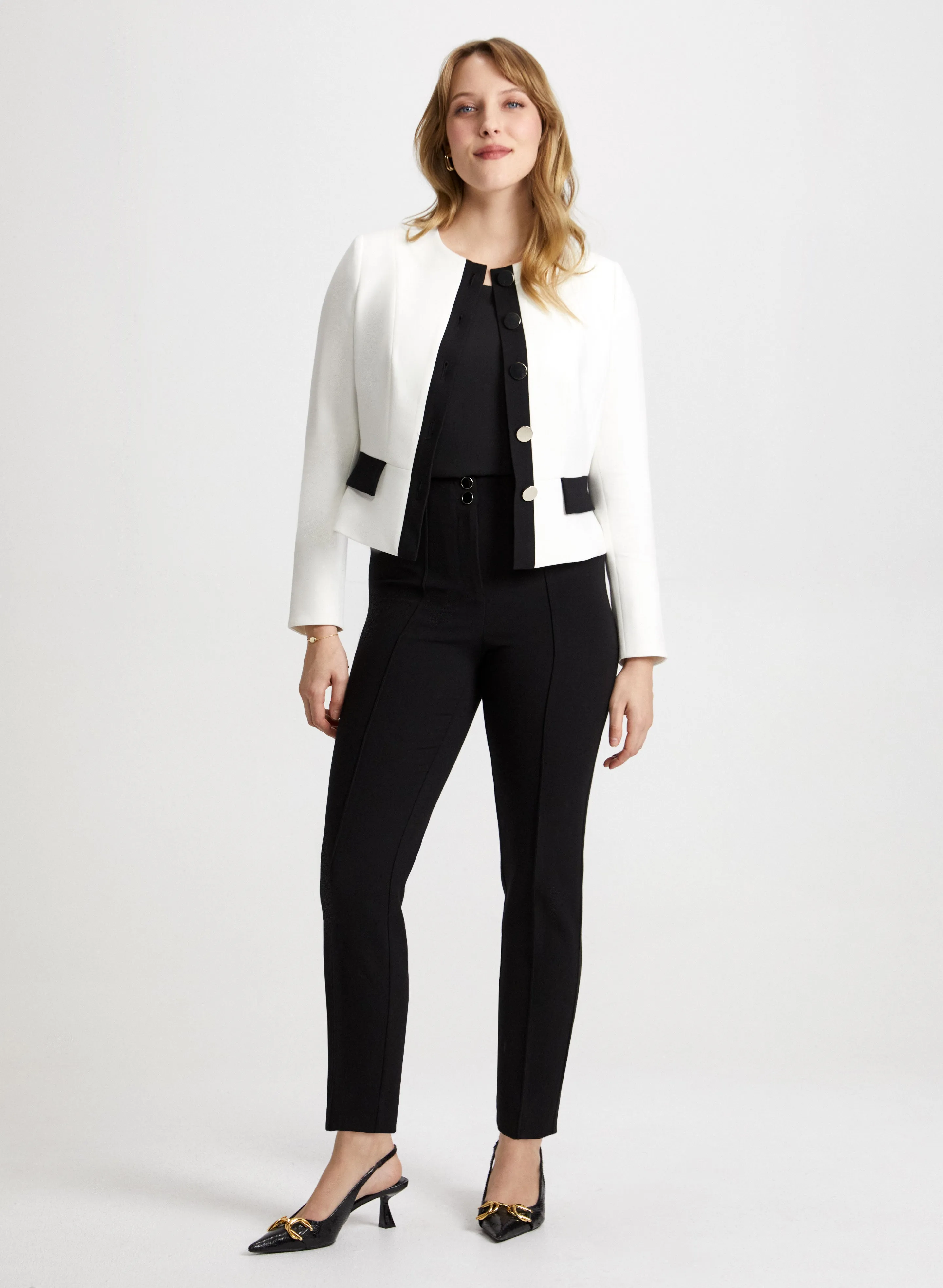Contrast Jacket & Slim Leg Pants sold by Laura