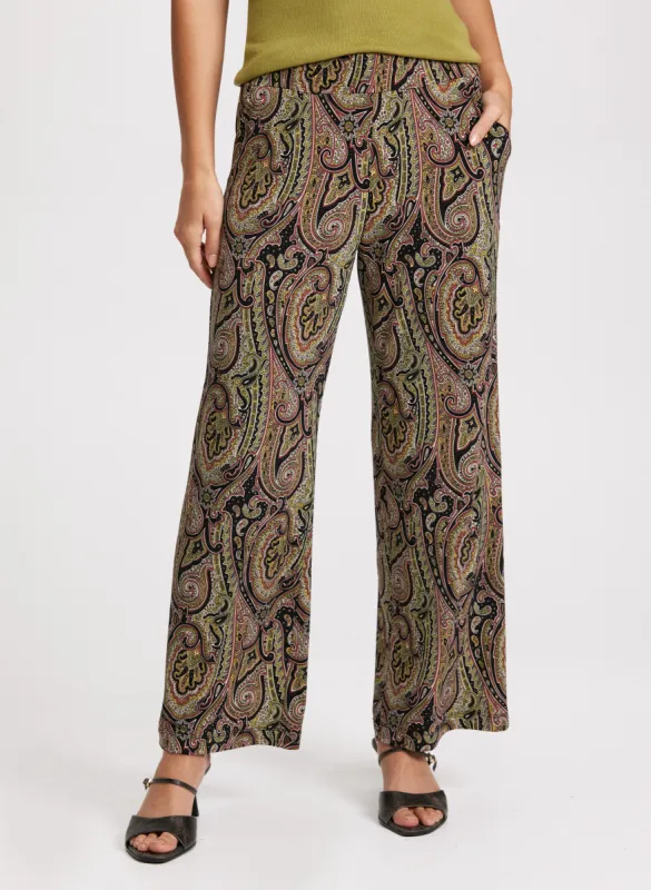 Olivia Paisley Print Wide-Leg Pants sold by Laura