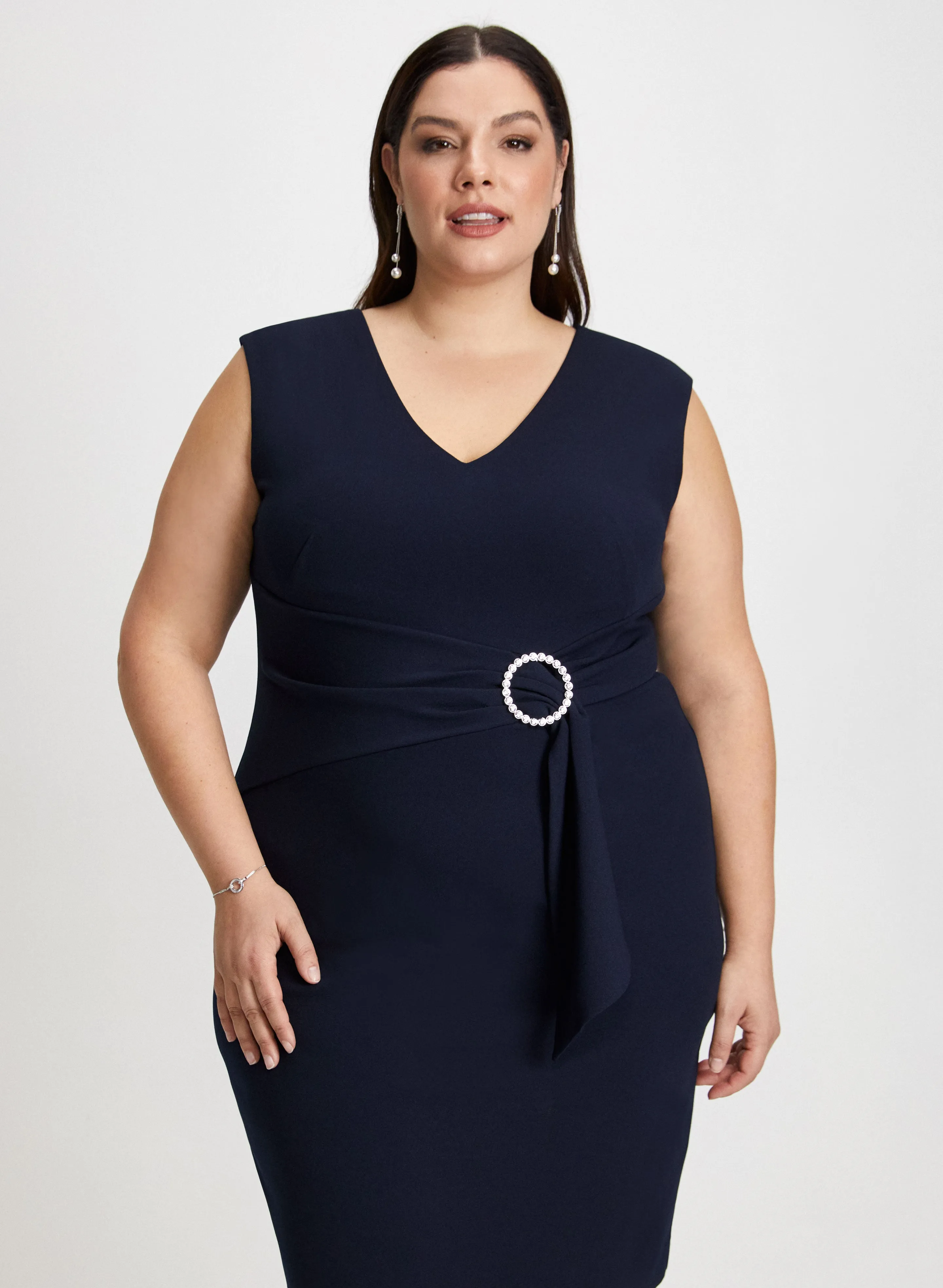 Rhinestone Buckle Detail Sheath Dress sold by Laura product image thumbnail 5