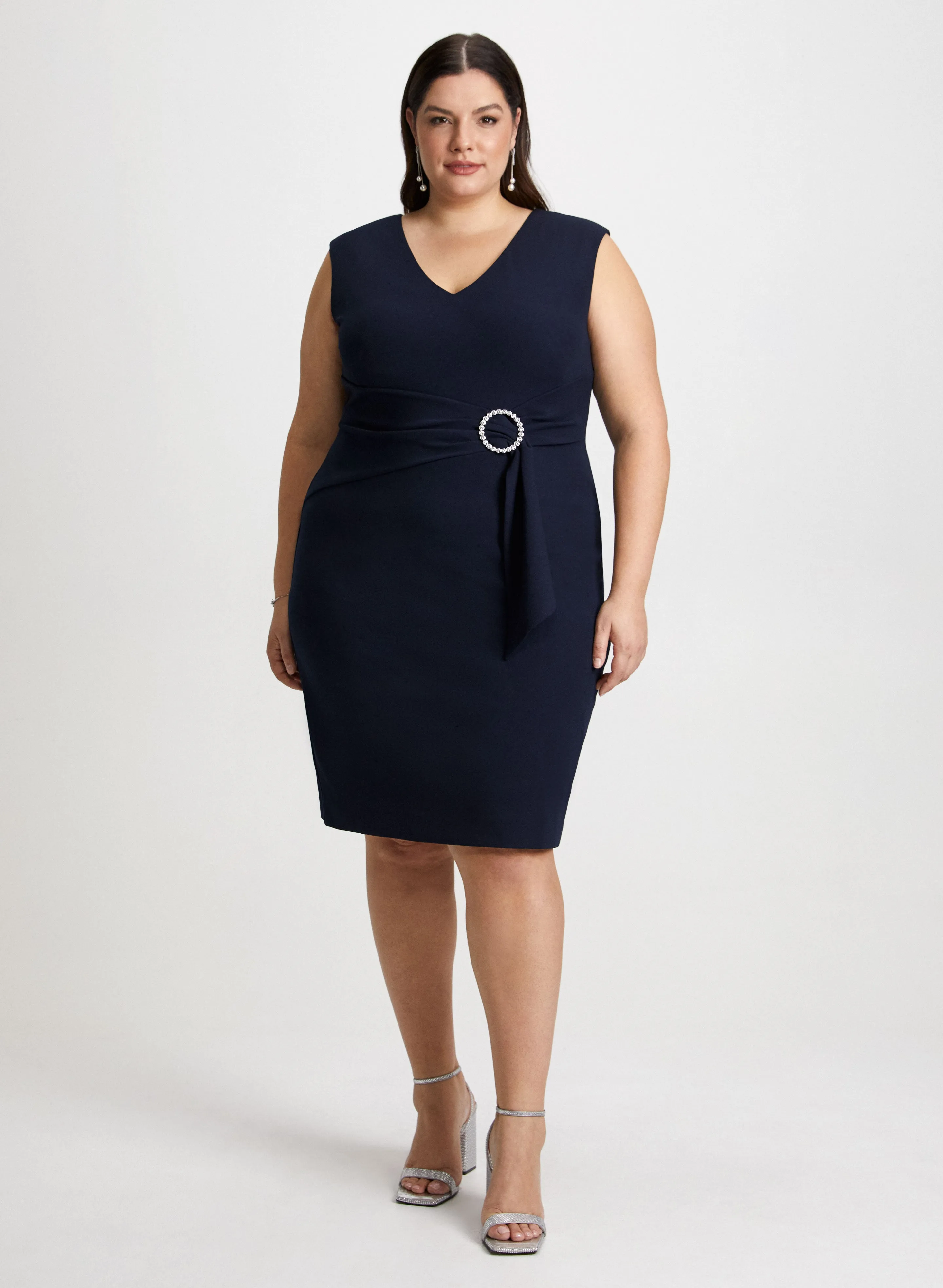 Rhinestone Buckle Detail Sheath Dress sold by Laura