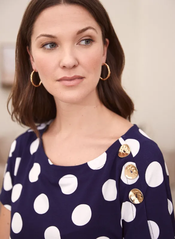 Polka Dot Button Detail Top sold by Laura