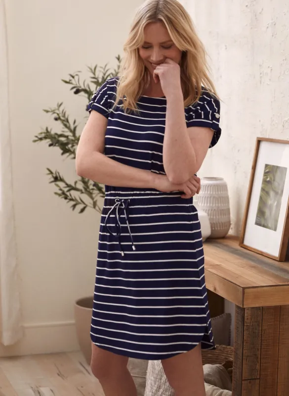 Boat Neck Stripe Print Dress sold by Laura