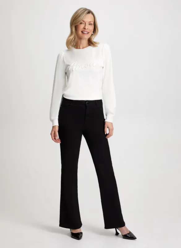 Pearl Detail Sweater & Bootcut Jeans sold by Laura