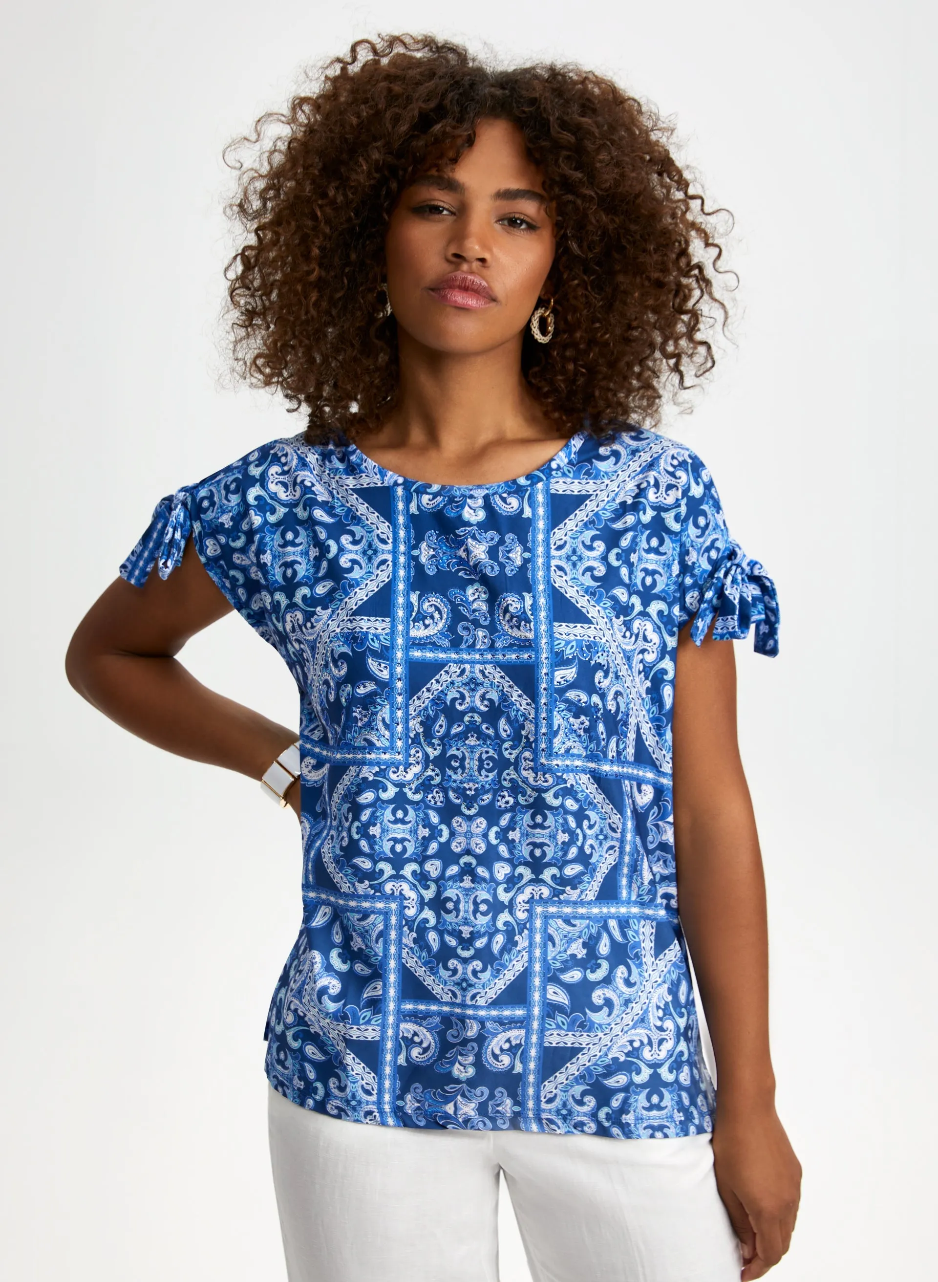 Paisley Print Tie Sleeve Tee sold by Laura product image thumbnail 5