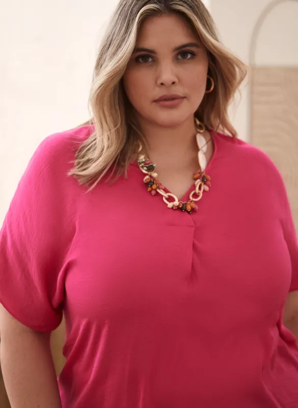 Pleat Detail V-Neck Blouse sold by Laura