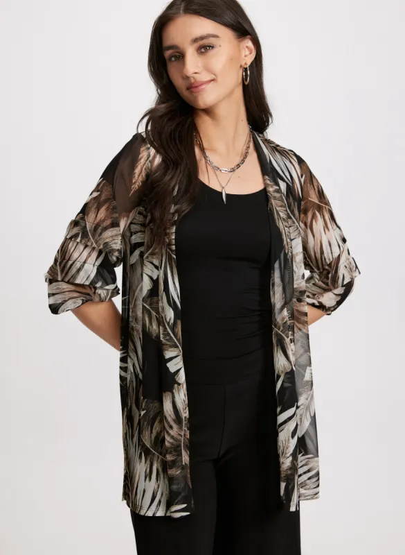 Tropical Print Open-Front Top sold by Laura