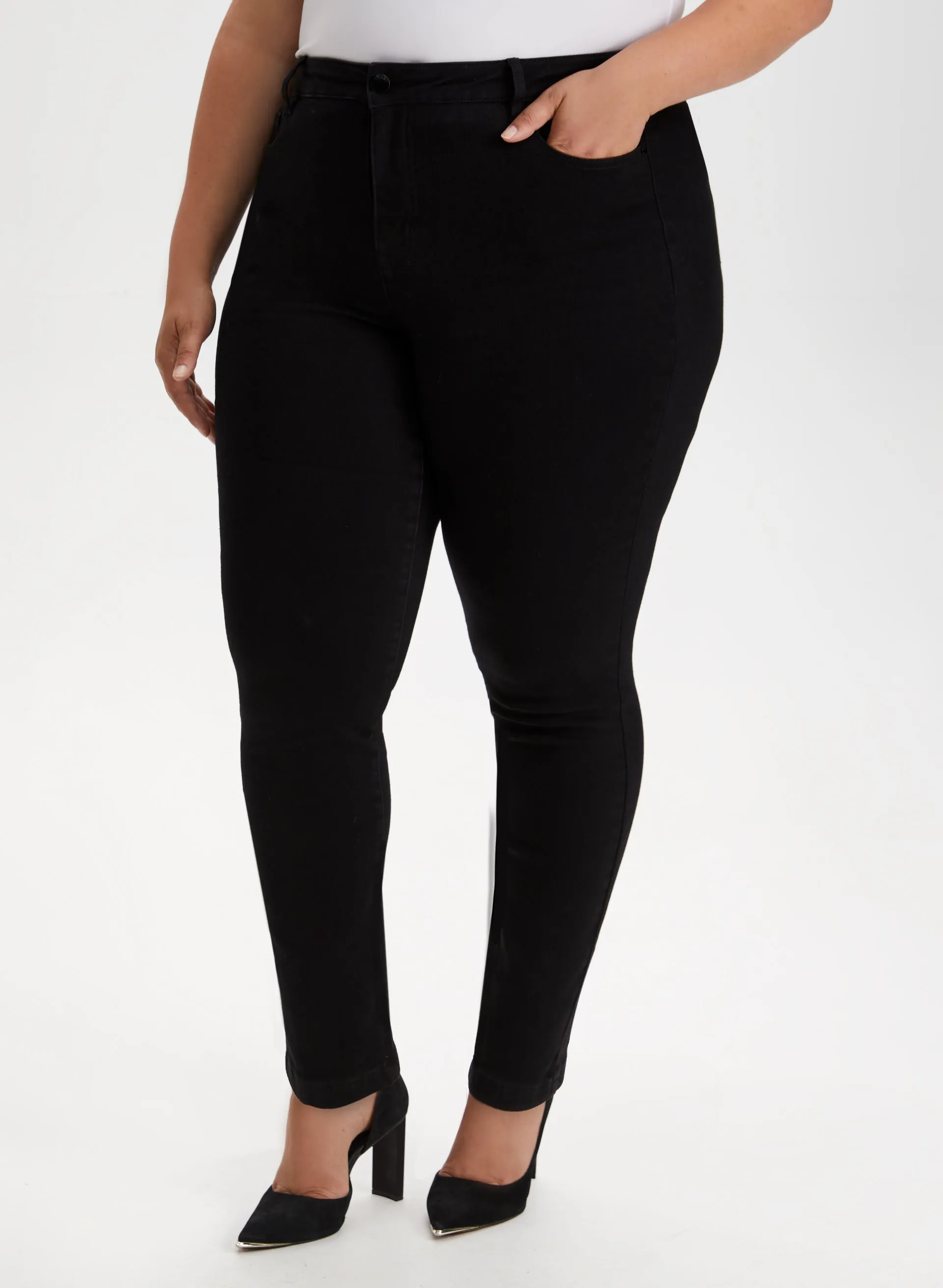 Straight Leg Pull-On Jeans sold by Laura