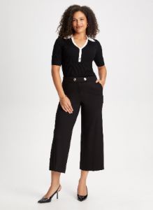 Button Detail Gaucho Wide Leg Pants sold by Laura
