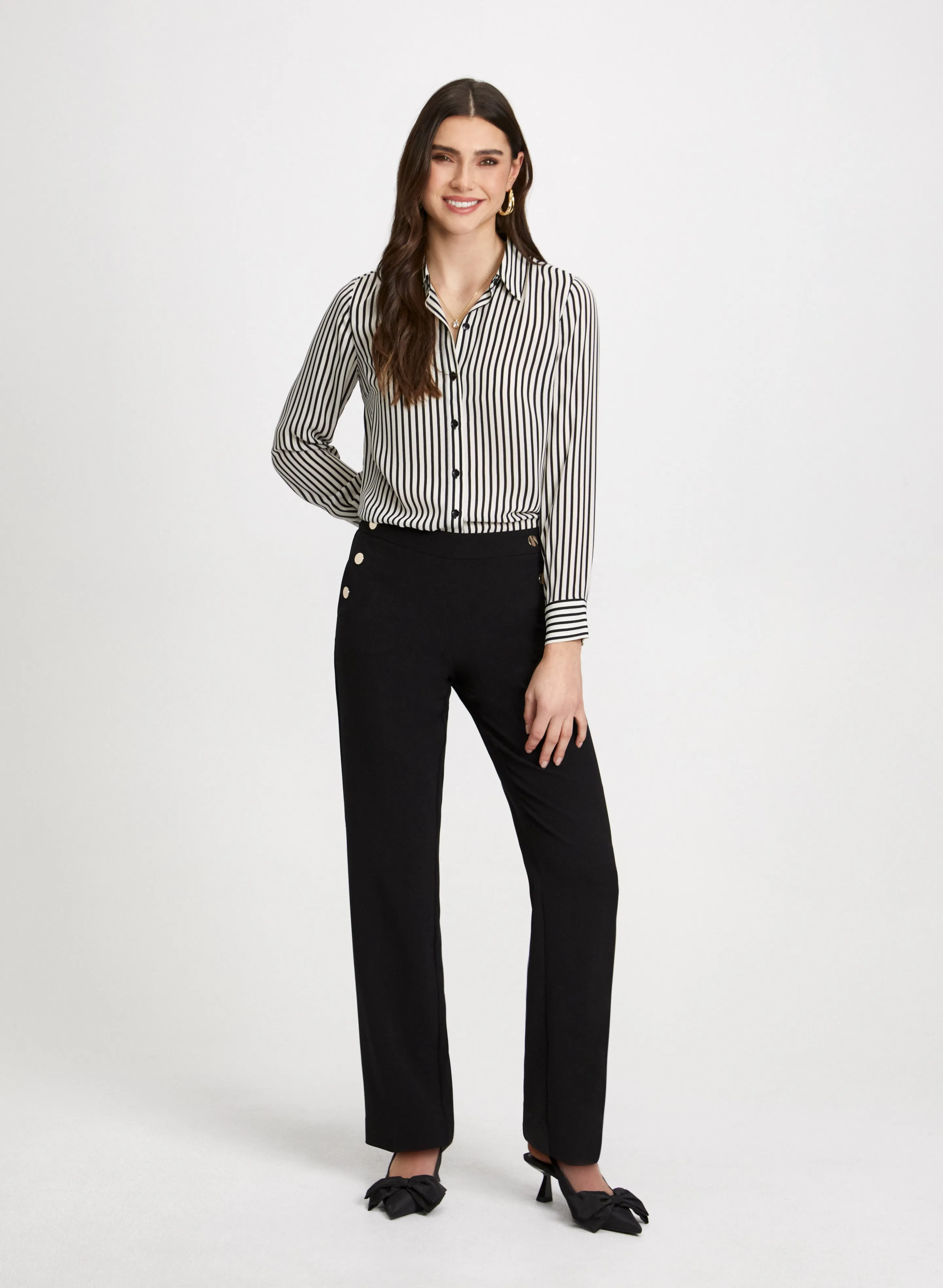 Stripe Print Shirt & Straight Leg Pants sold by Laura